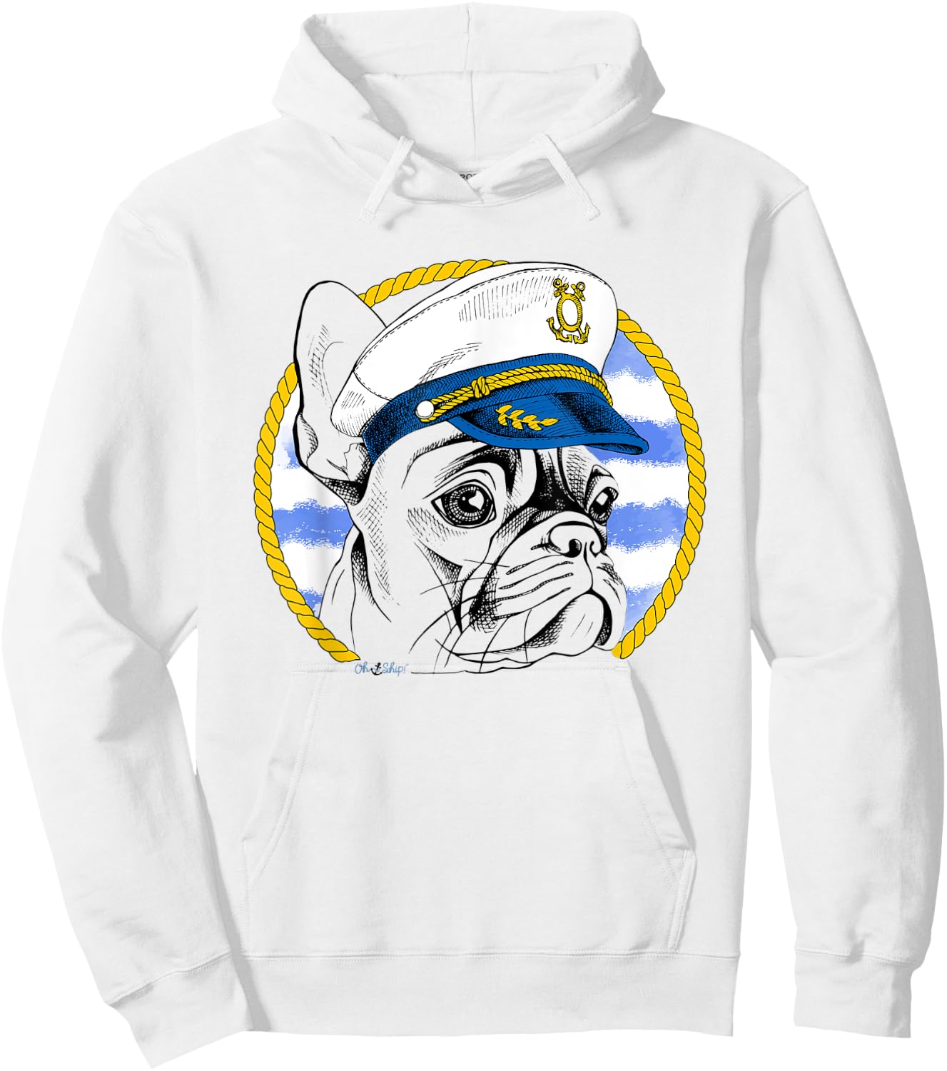 Oh Ship! Nautical French Bulldog Hoodie - Hoodie | White