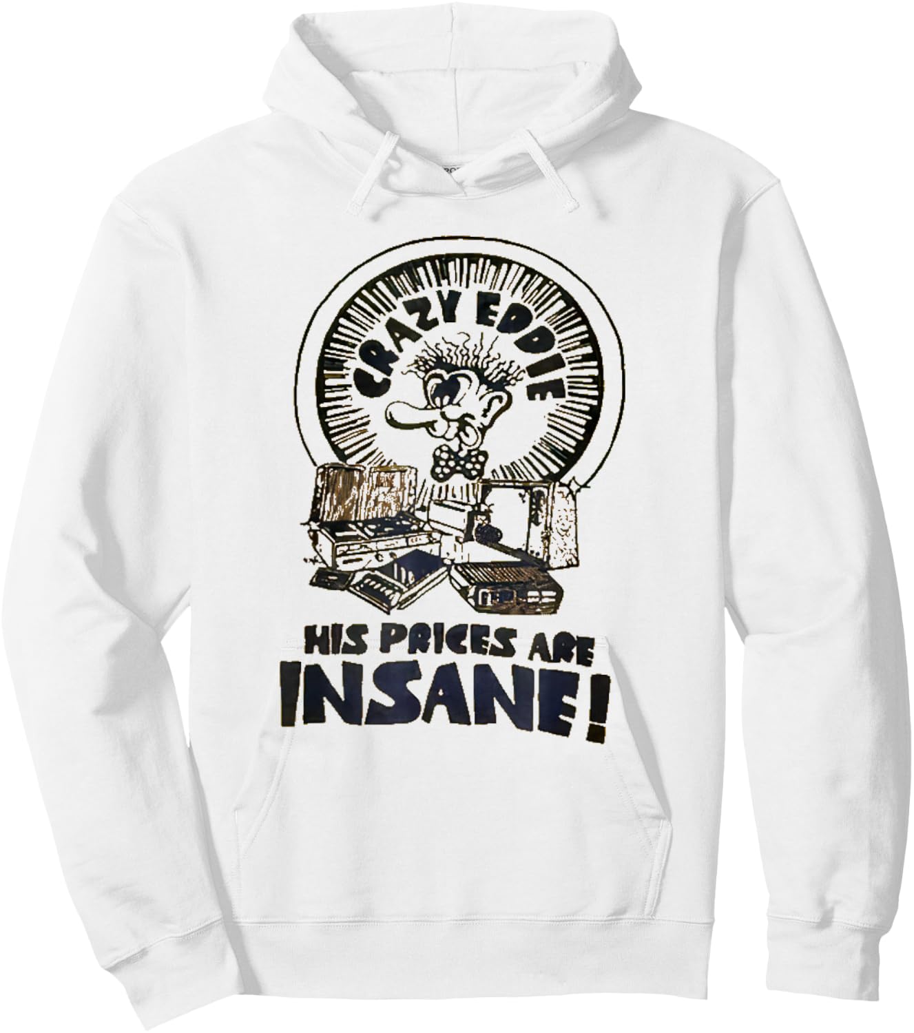 Crazy Eddie Electronics Department Store Retro Vintage Hoodie - Hoodie | White