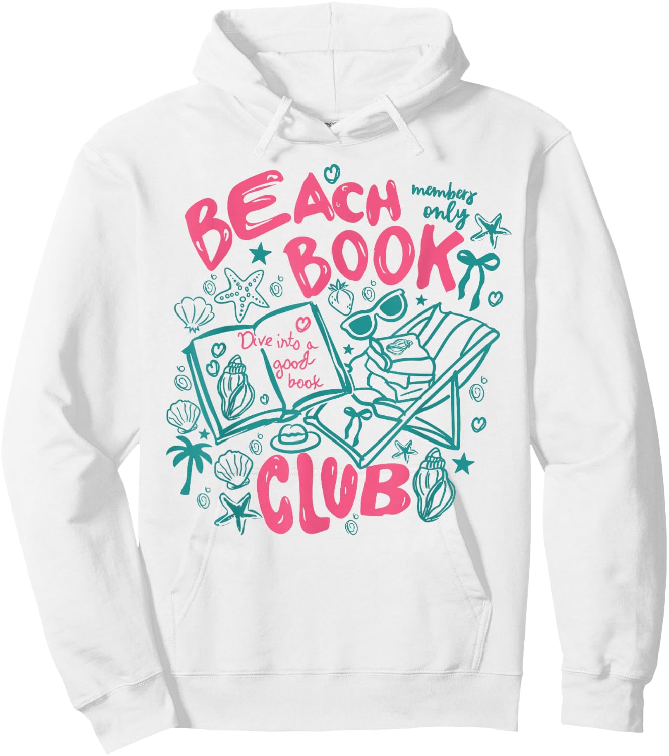 Beach Book Club Trending Book Lover Funny Summer Reading Hoodie - Hoodie | White