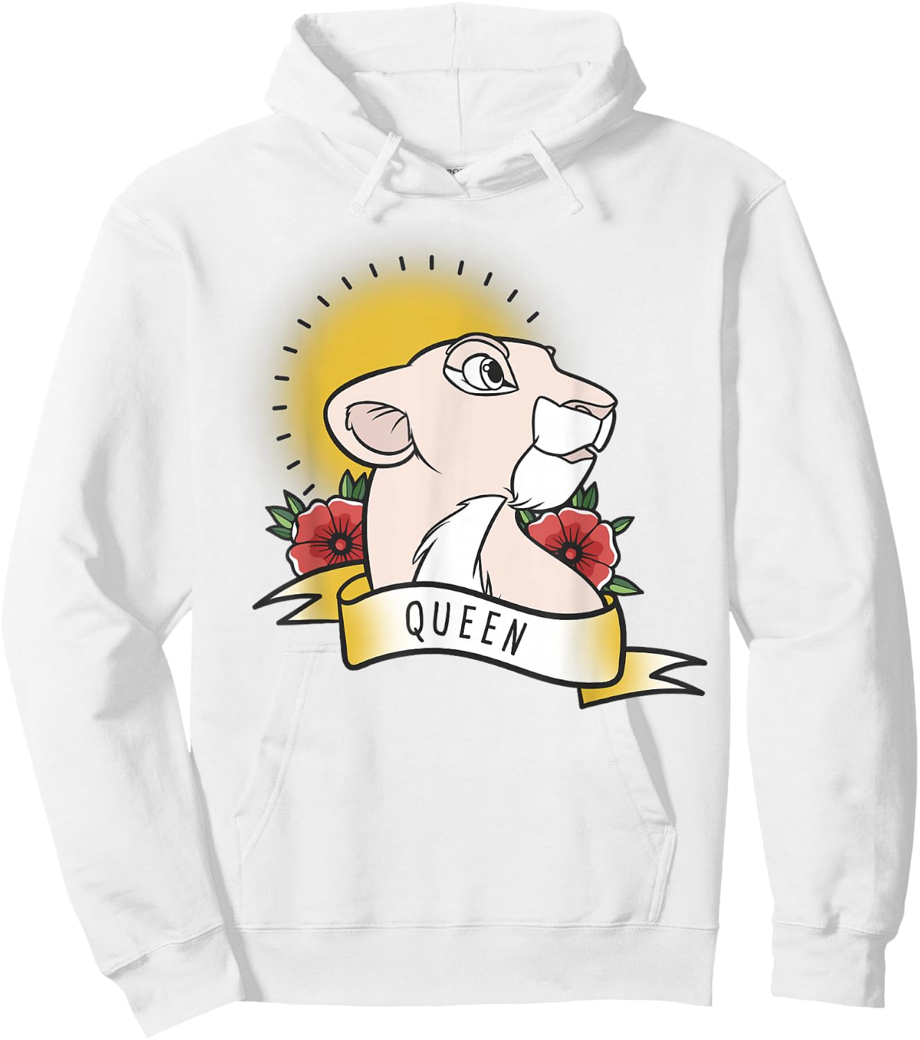 Disney Lion King Nala Queen Tattoo Yellow Graphic Hoodie - Hoodie | White
