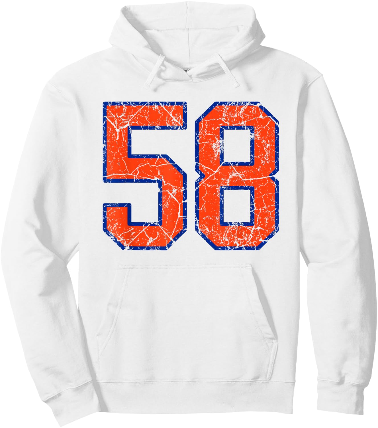 Orange and Blue Sports Number 58 Jersey Uniform Player Hoodie - Hoodie | White