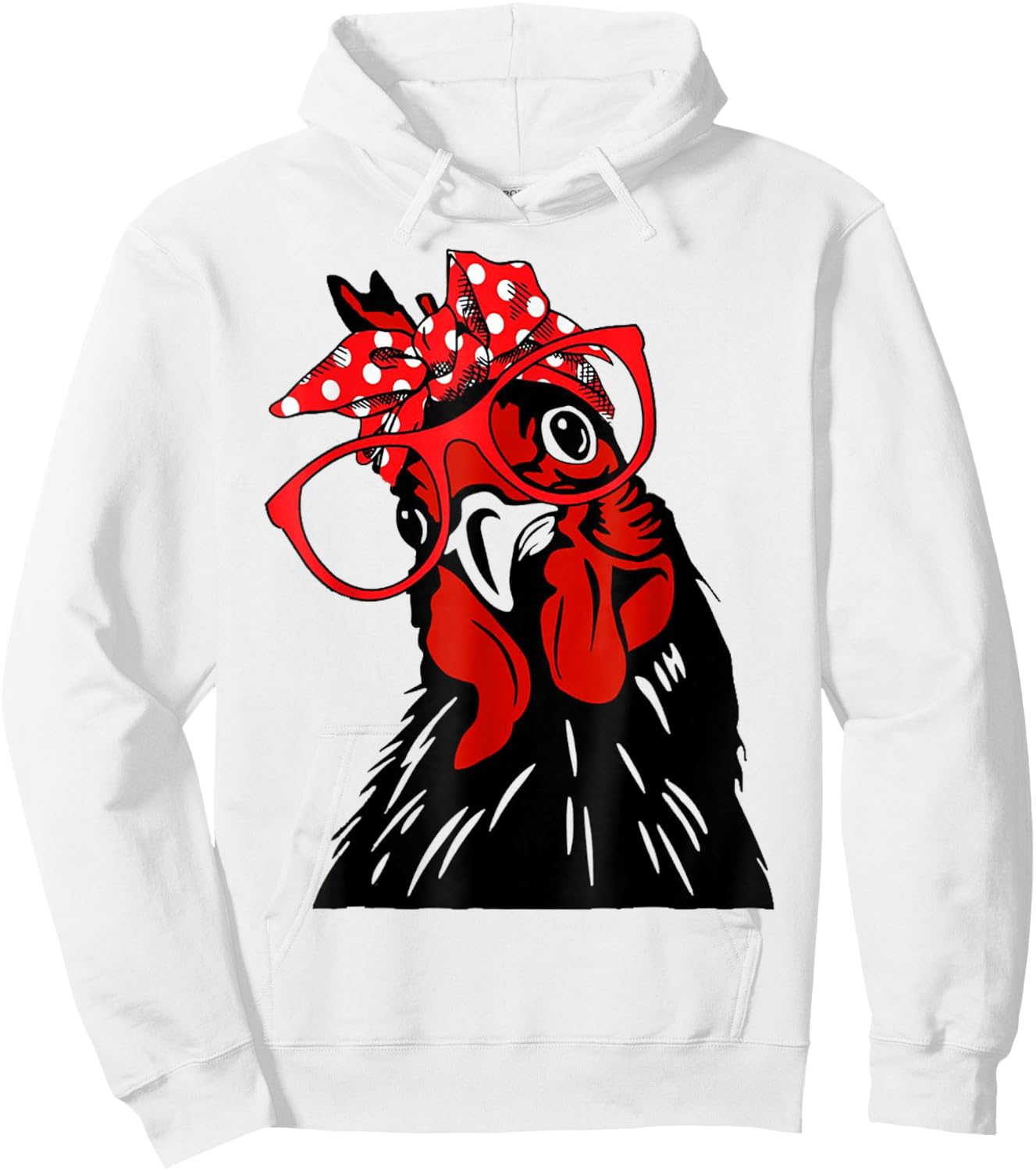 cute Women Girl Chicken With Bandana Headband and Glasses Hoodie - Hoodie | White