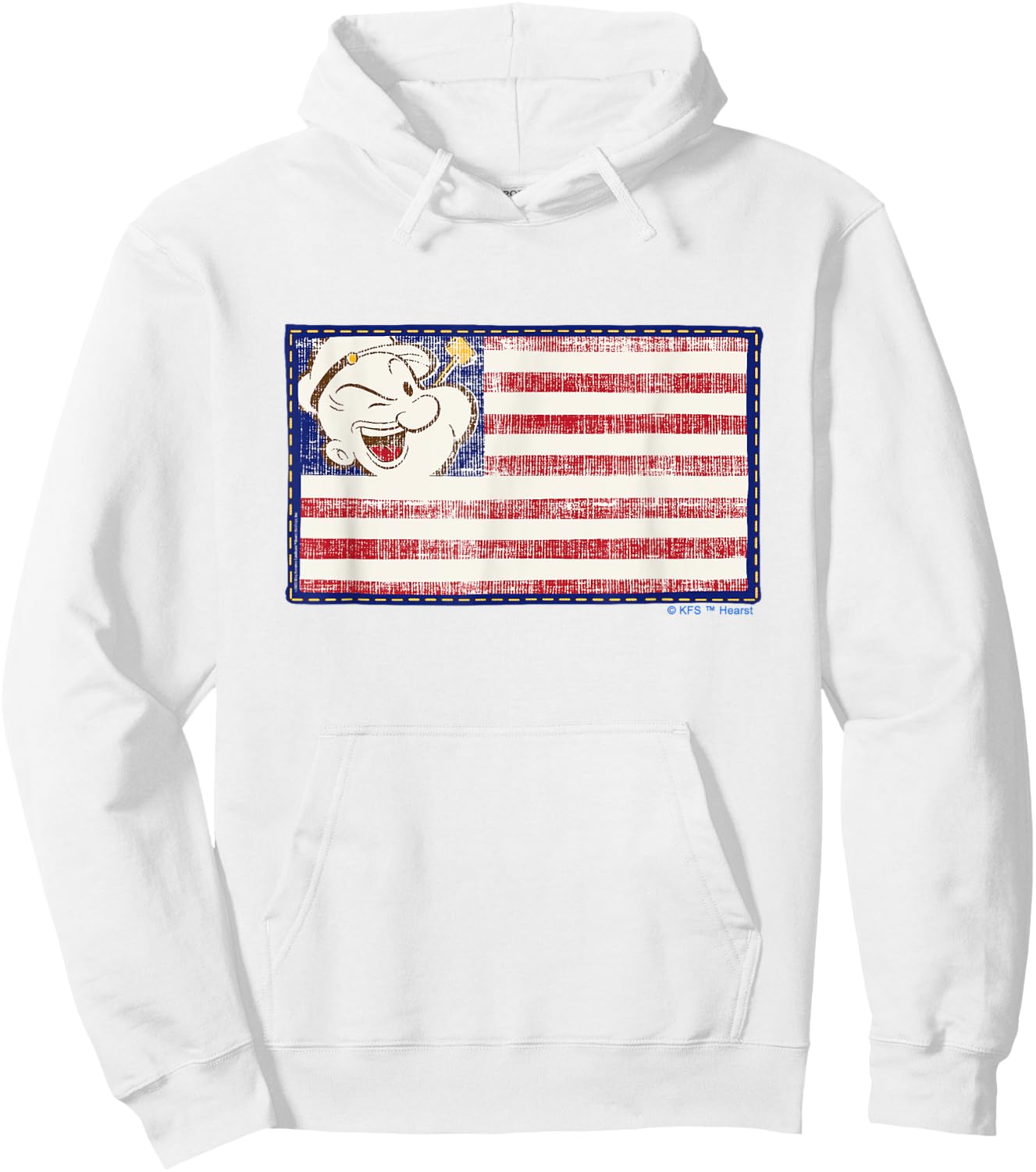 4th of July "Popeye Patriotic Flag" Hoodie - Hoodie | White