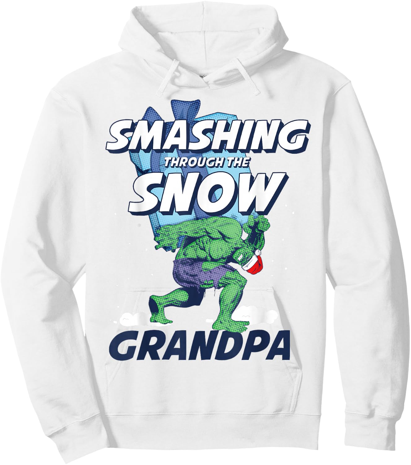 Marvel Hulk Smashing Snow Christmas Grandpa Hoodie - Hoodie | White