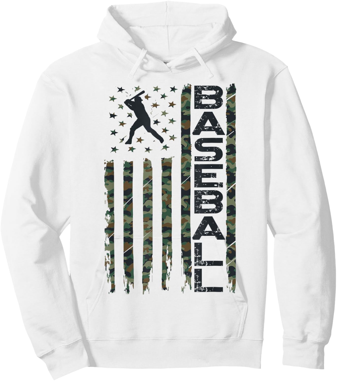 Baseball Fan Usa American Flag Camo Camouflage Batter Hoodie - Hoodie | White