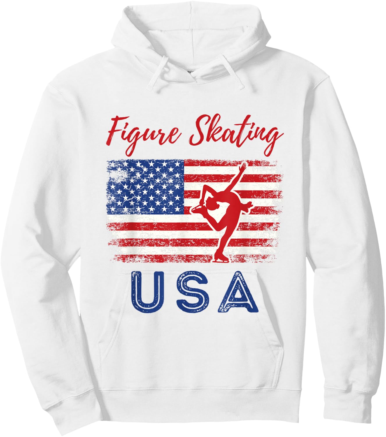 USA American Flag Figure Skating Team Girls Women Hoodie - Hoodie | White