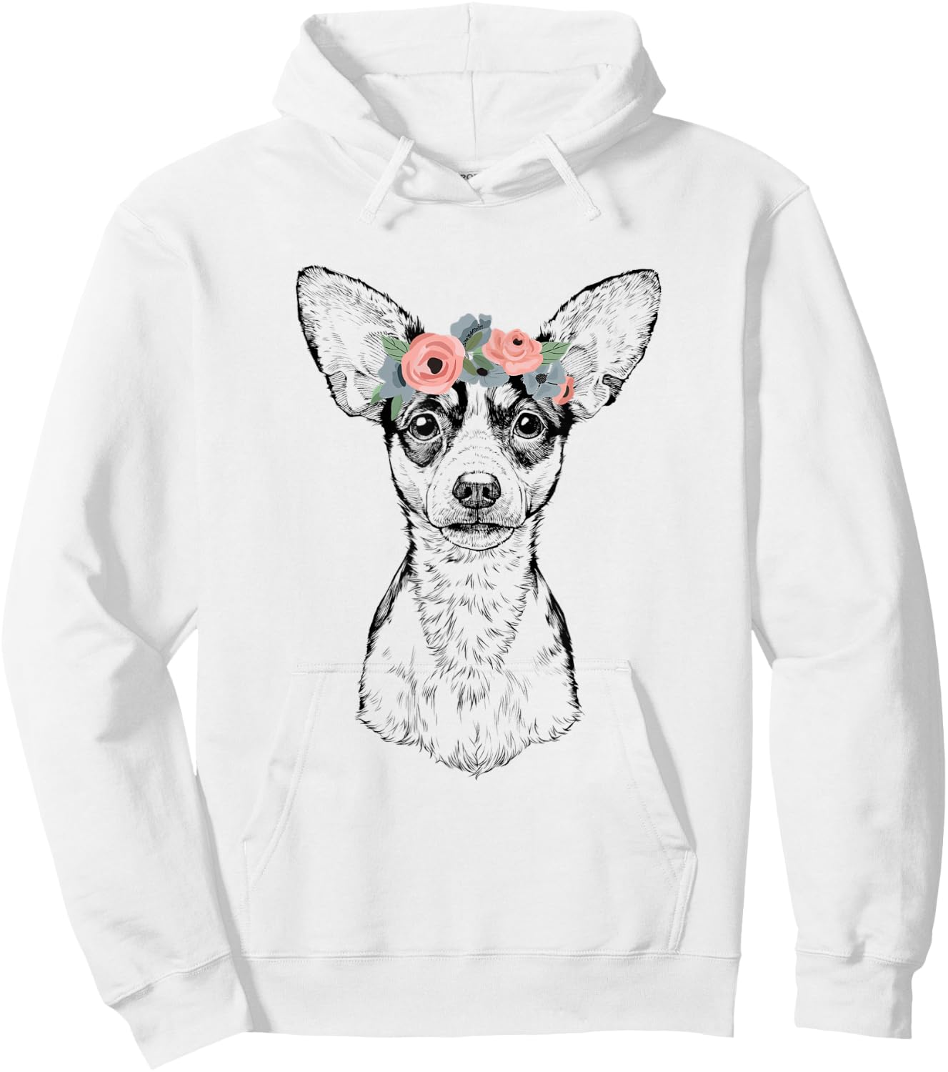 Rat Terrier with Floral Headband Dog Mom Hoodie - Hoodie | White