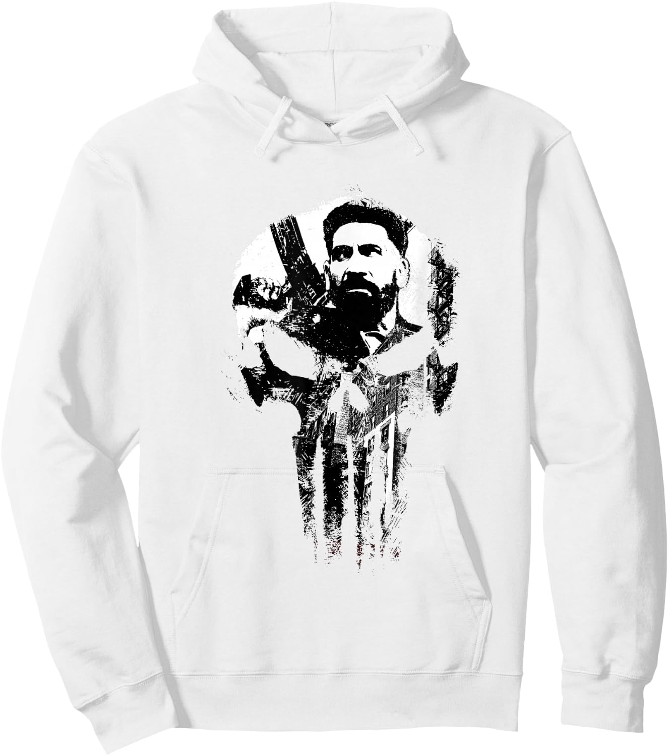 Marvel The Punisher: One Last Kill Frank Castle City Skull Hoodie - Hoodie | White