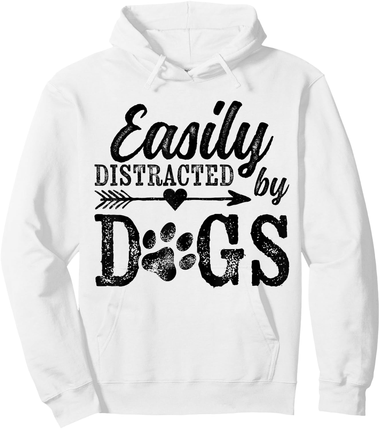 Easily Distracted by Dogs Funny Vintage Dog Lover Mom Saying Hoodie - Hoodie | White