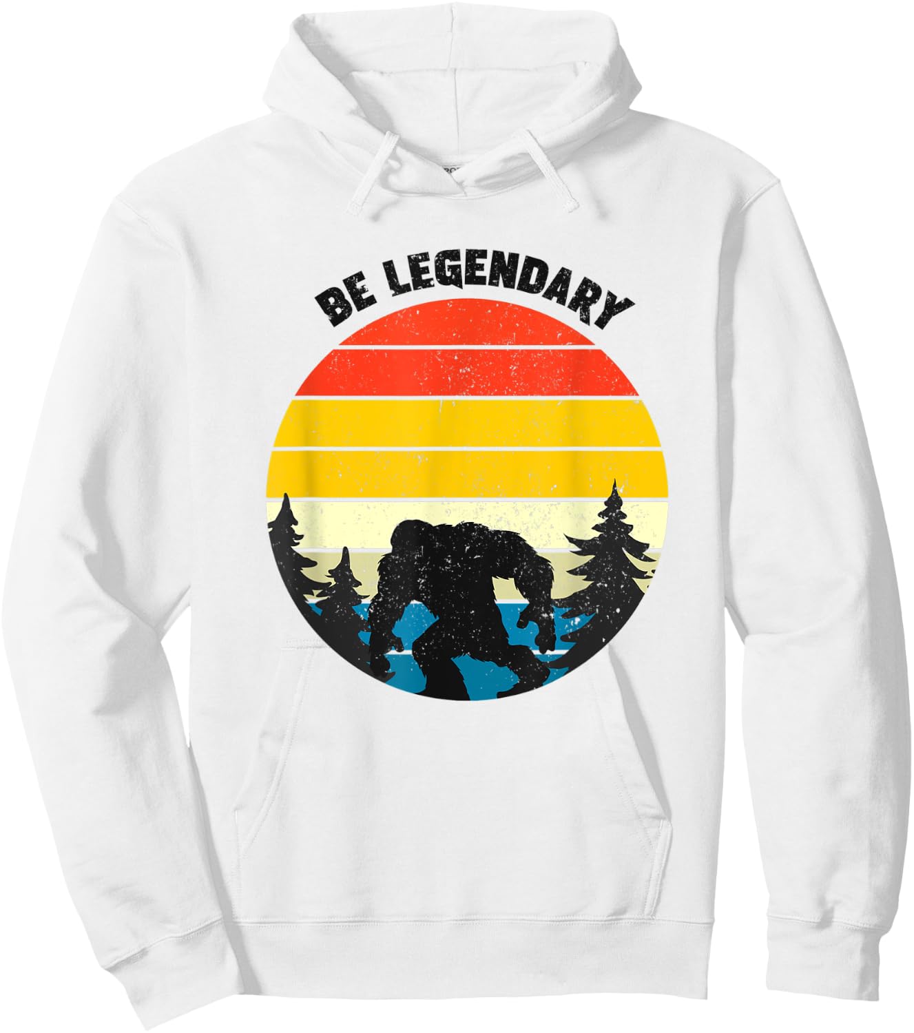 Be legendary, big foot vintage retro style background print Hoodie - Hoodie | White
