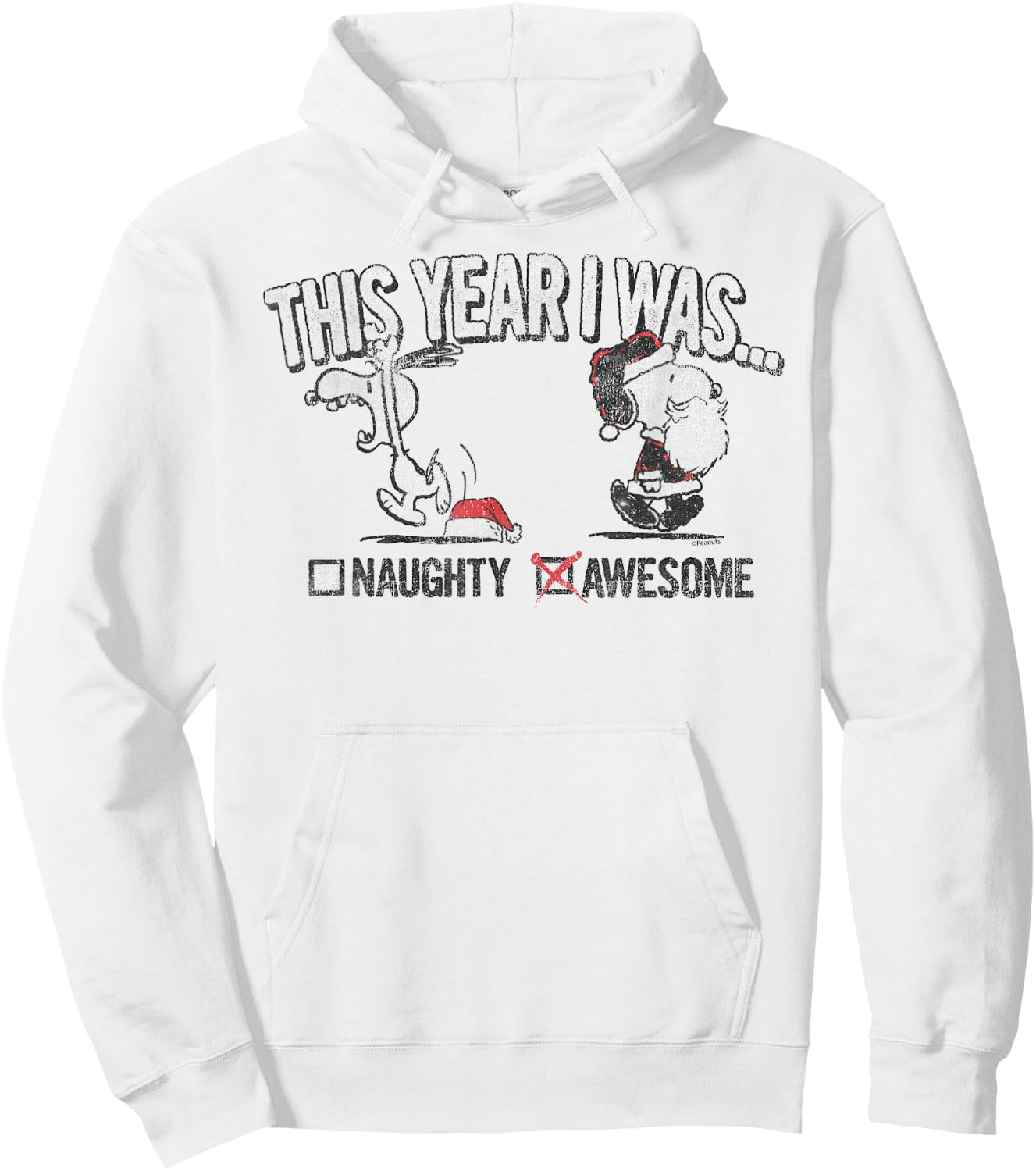 Peanuts Snoopy Naughty Awesome Christmas Hoodie - Hoodie | White