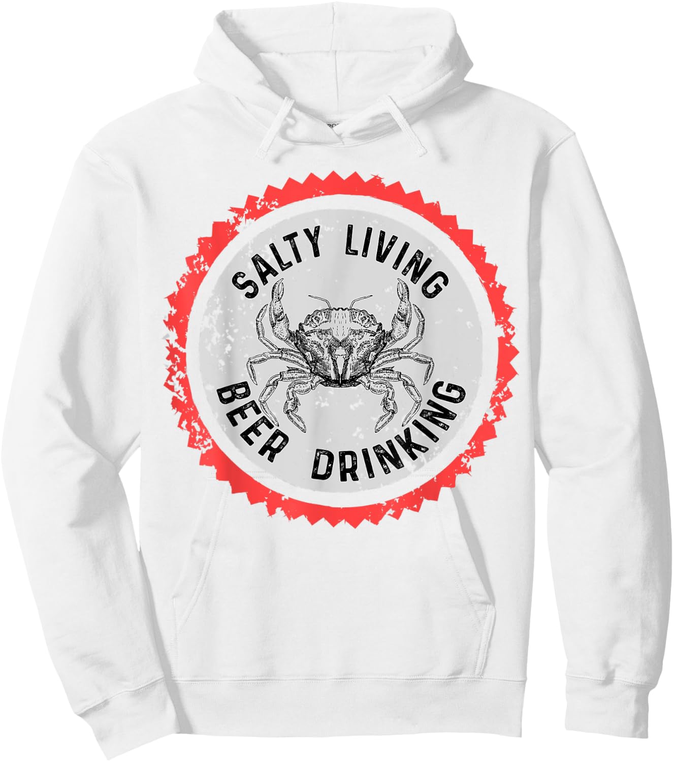 Funny Salty Living Beer Drinking Fishing Boating Pontooning Hoodie - Hoodie | White