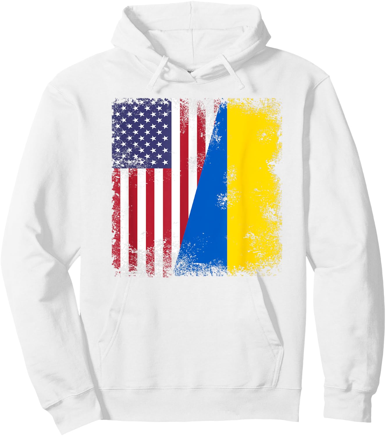 Half Ukrainian Flag | Vintage Ukraine USA Gift Hoodie - Hoodie | White