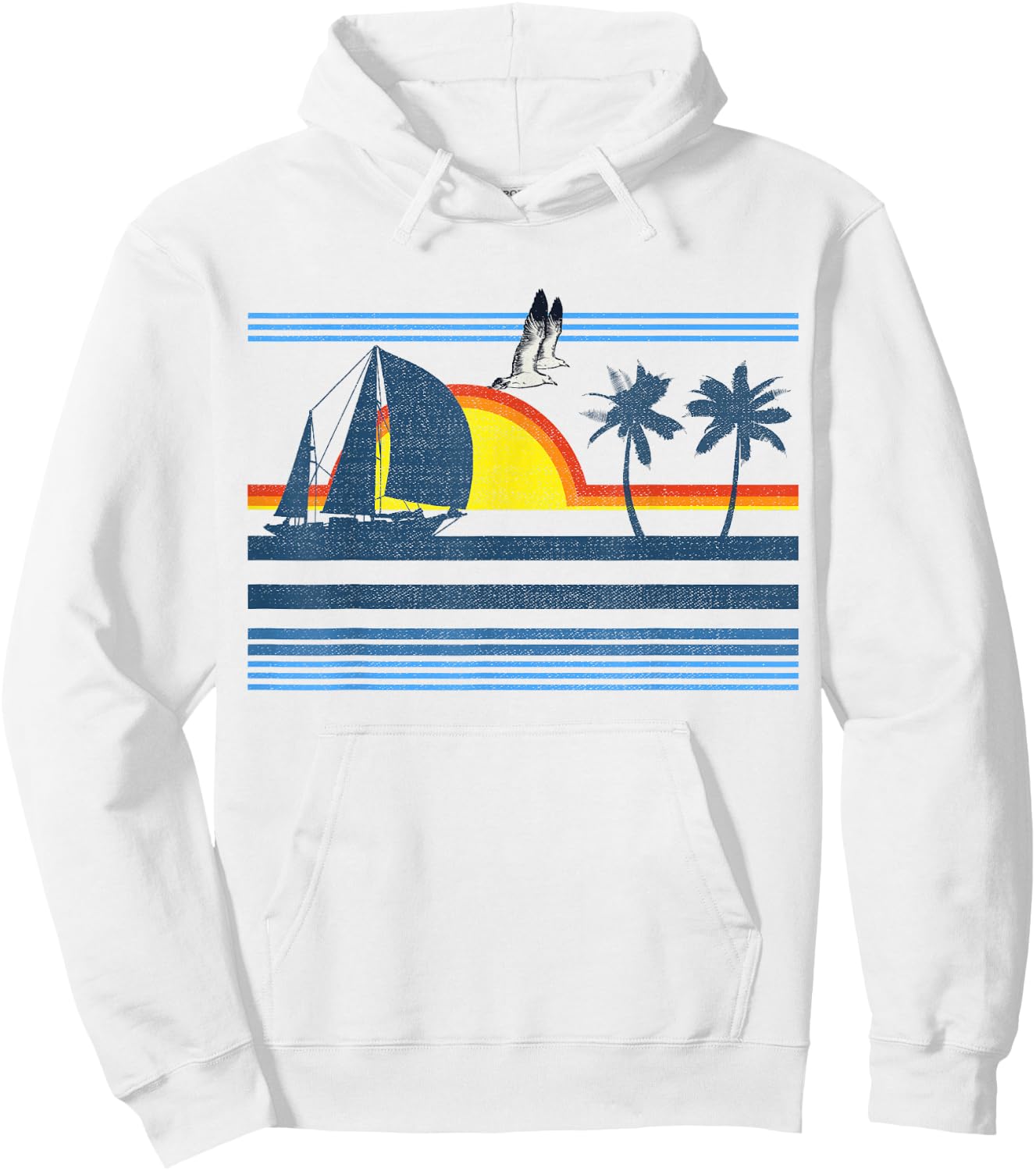 Retro Palm Tree Shirt - Tropical Beach Vintage Style 70s 80s Hoodie - Hoodie | White