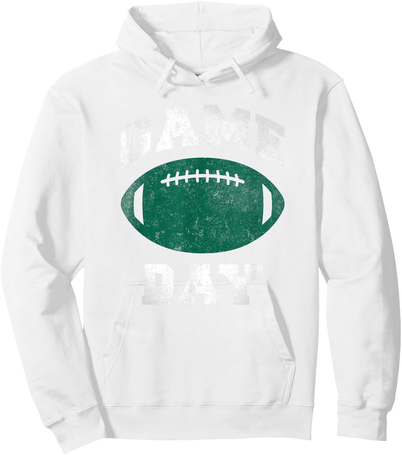 Game Day Distressed Green and White Funny Football Season Hoodie - Hoodie | White