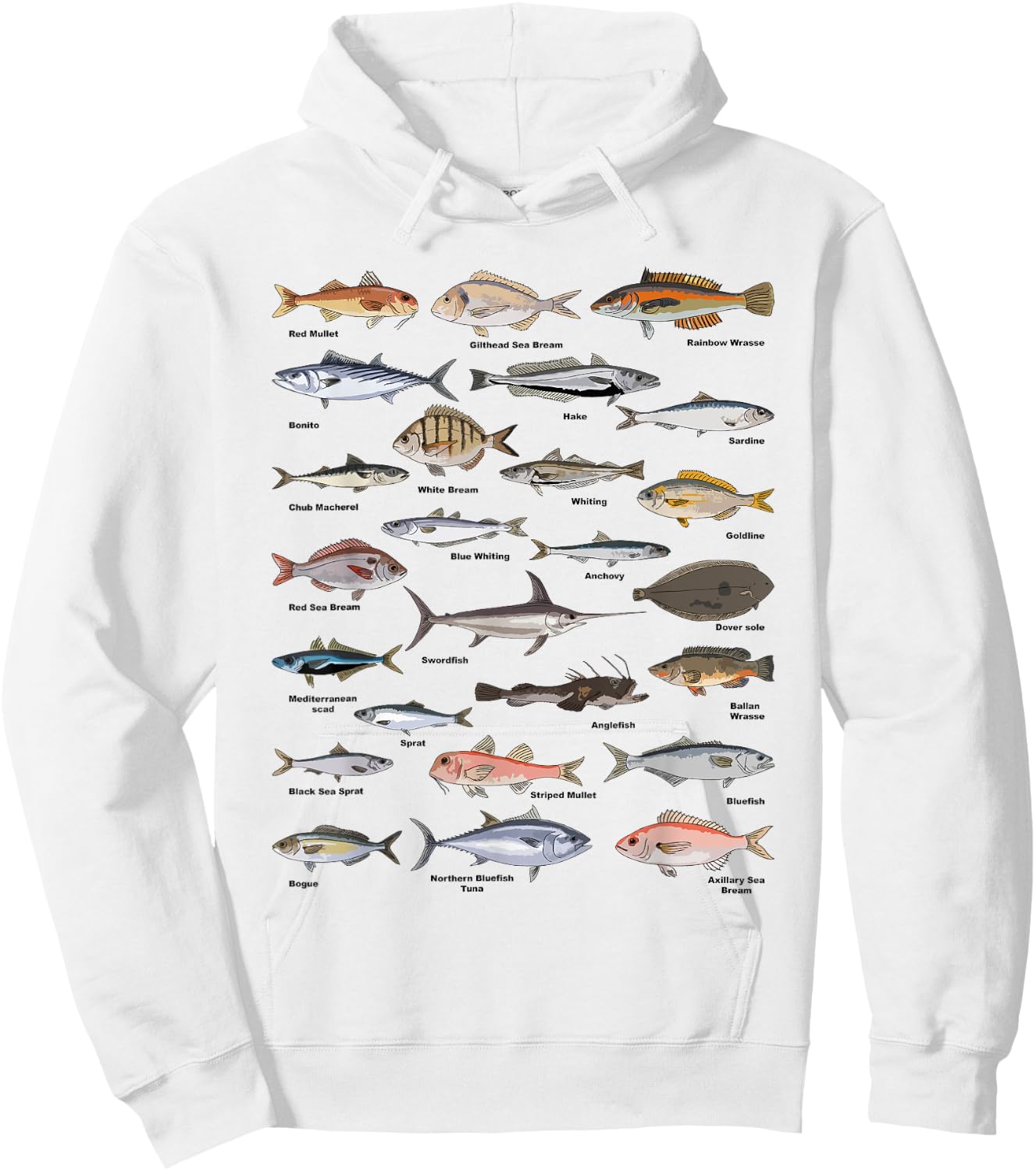Vintage Fish Identification Chart Fishing Hoodie - Hoodie | White