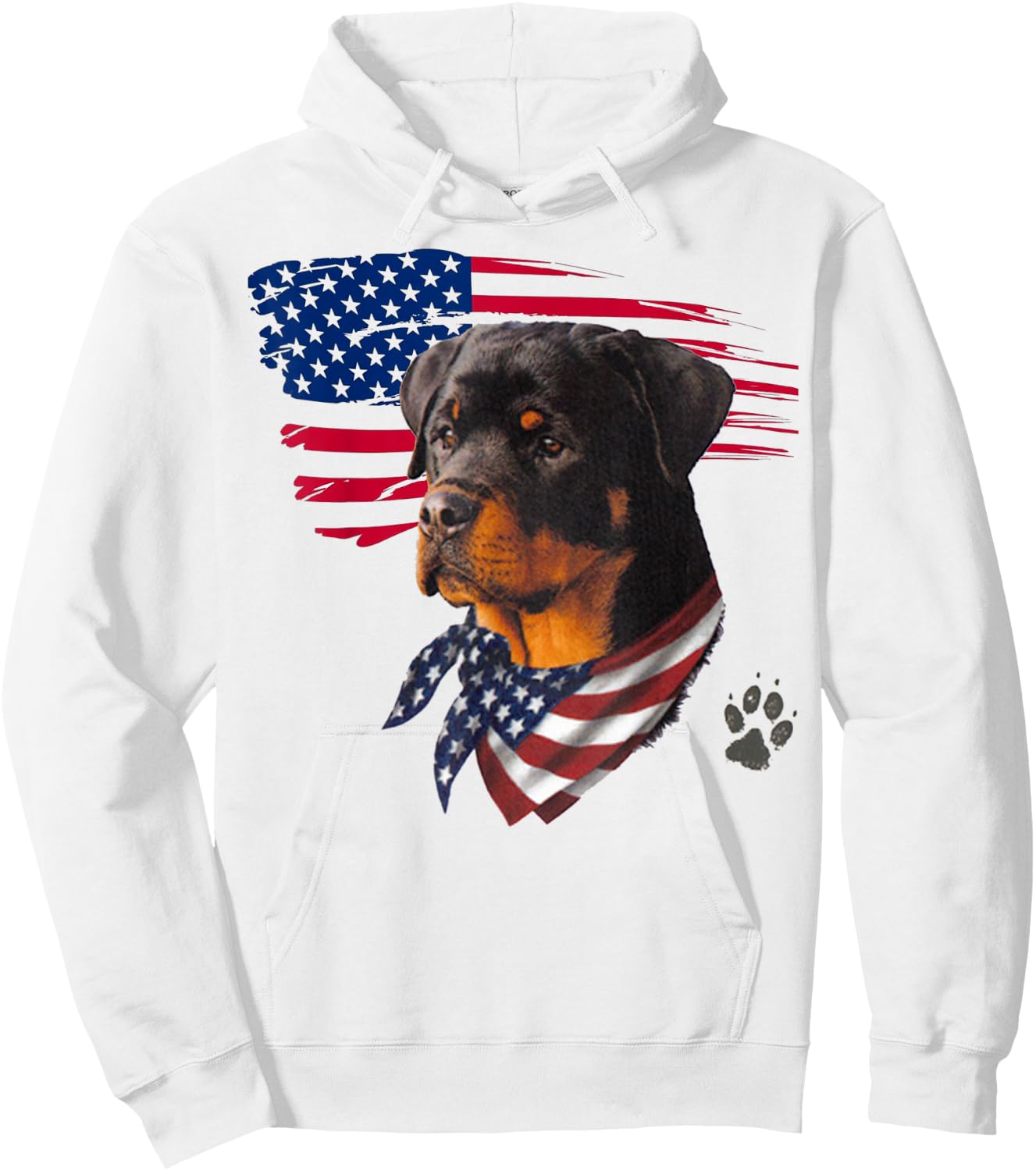 Rottweiler Dog USA American Flag Awesome Cool Women Kids Men Hoodie - Hoodie | White