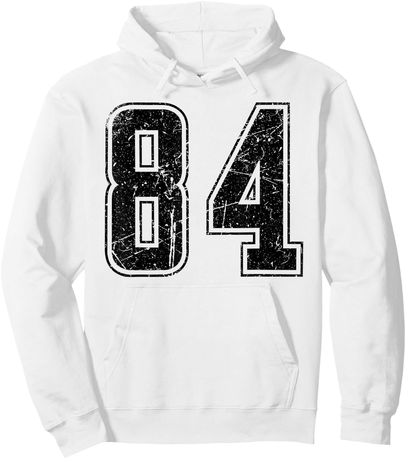Number 84 Distressed Grunge Vintage Jersey Team Fan Hoodie - Hoodie | White