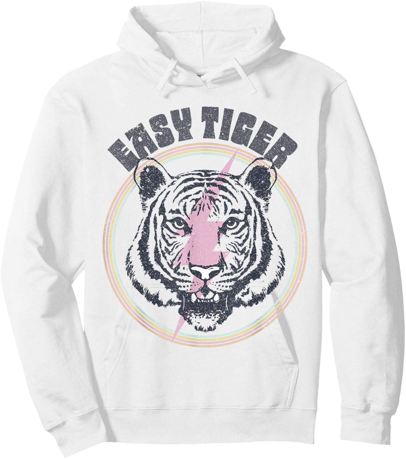 Easy Tiger Face Retro 70s 80s Vintage Hoodie - Hoodie | White