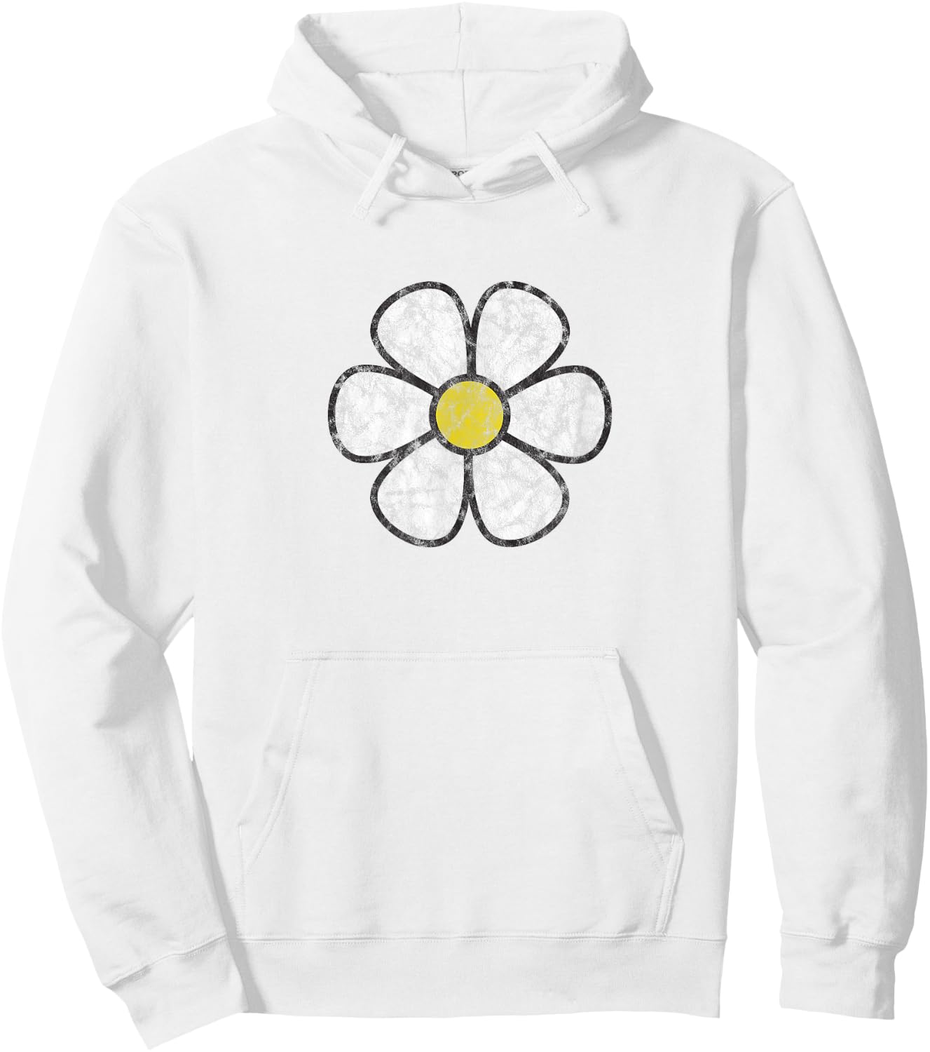 Hippie Daisy Flower Vintage Graphic Effect Hoodie - Hoodie | White