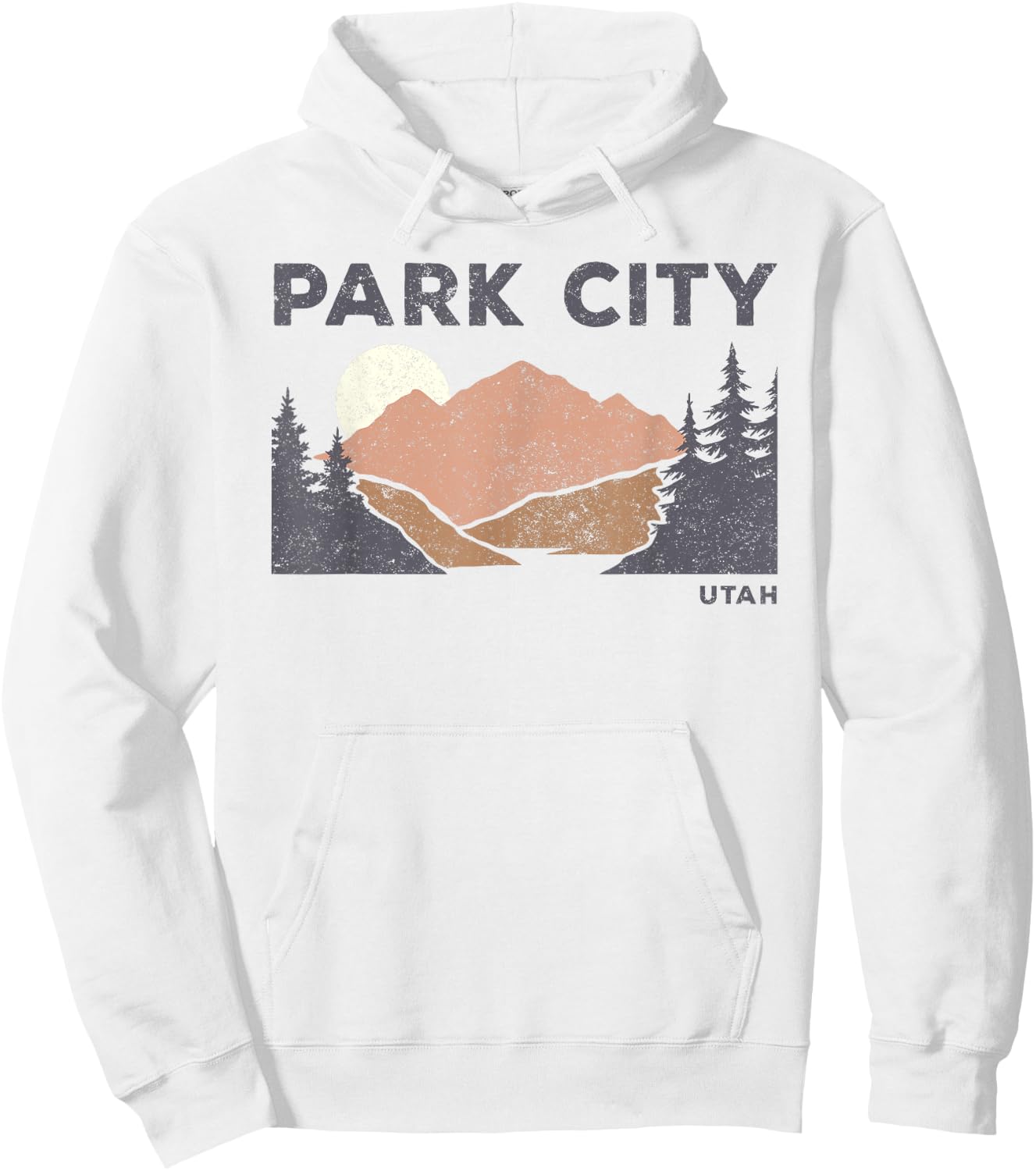 Vintage Retro Park City Utah Faded Mountain Forest Hiking Hoodie - Hoodie | White