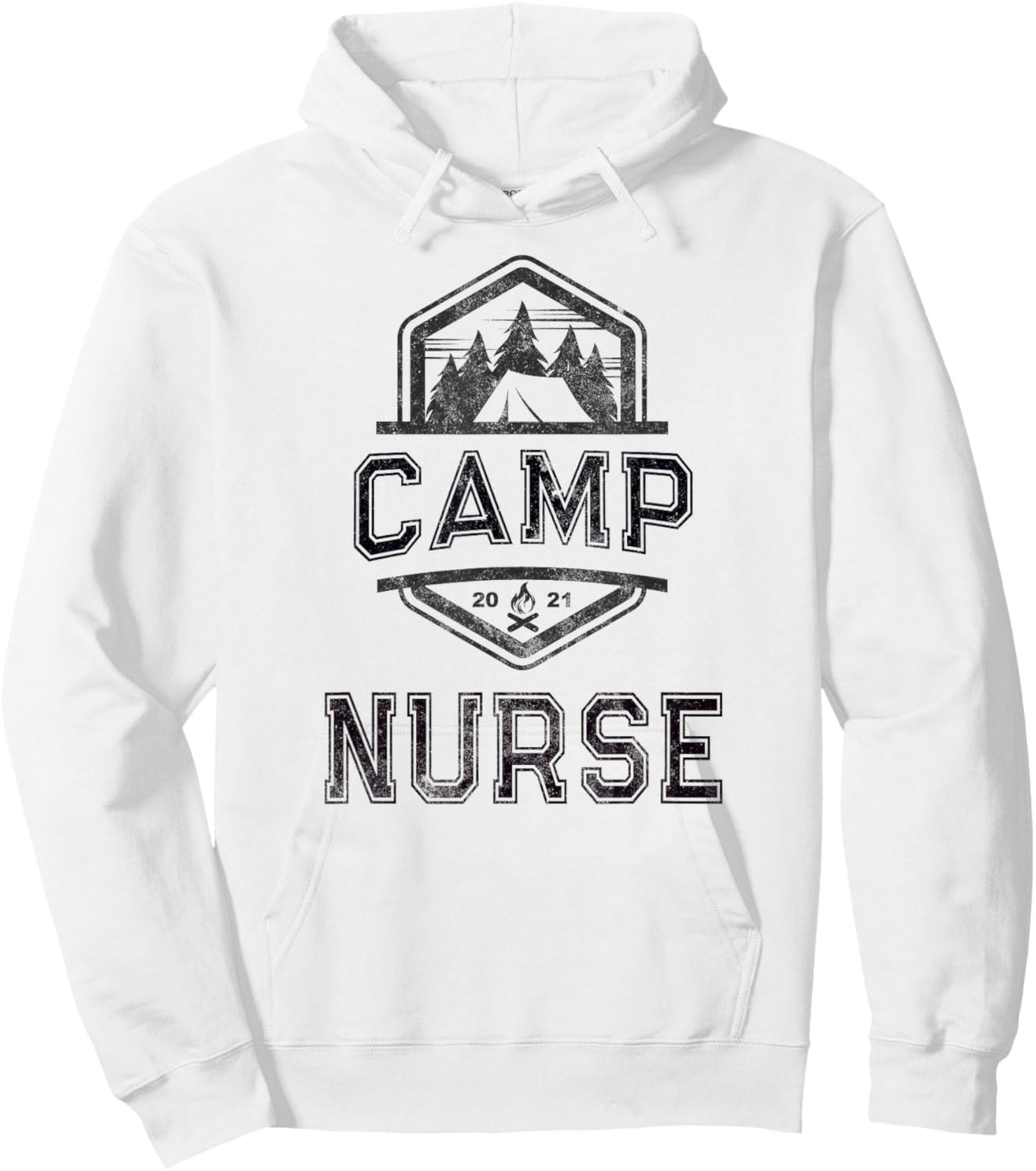 Vintage CAMP NURSE Medical Staff 2021 Campground Hoodie - Hoodie | White
