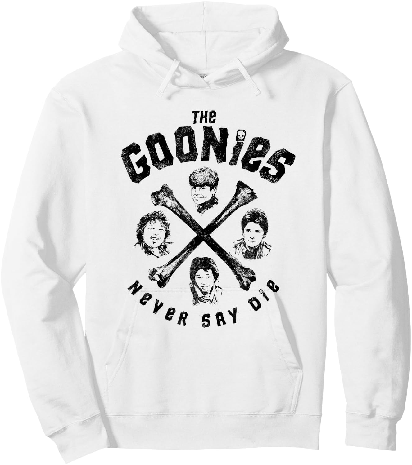 The Goonies Crossbones and Cast Never Say Die Movie Hoodie - Hoodie | White
