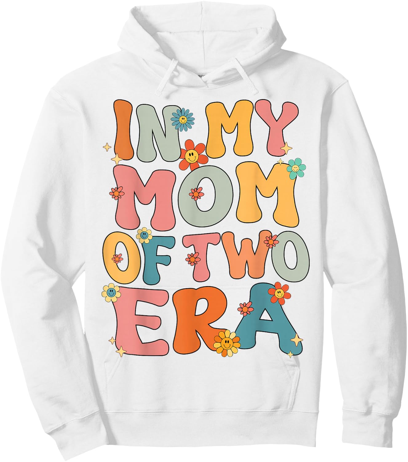 Mom Of 2 Two Kids Groovy In My Mom Of Two 2 Era Mothers Day Hoodie - Hoodie | White