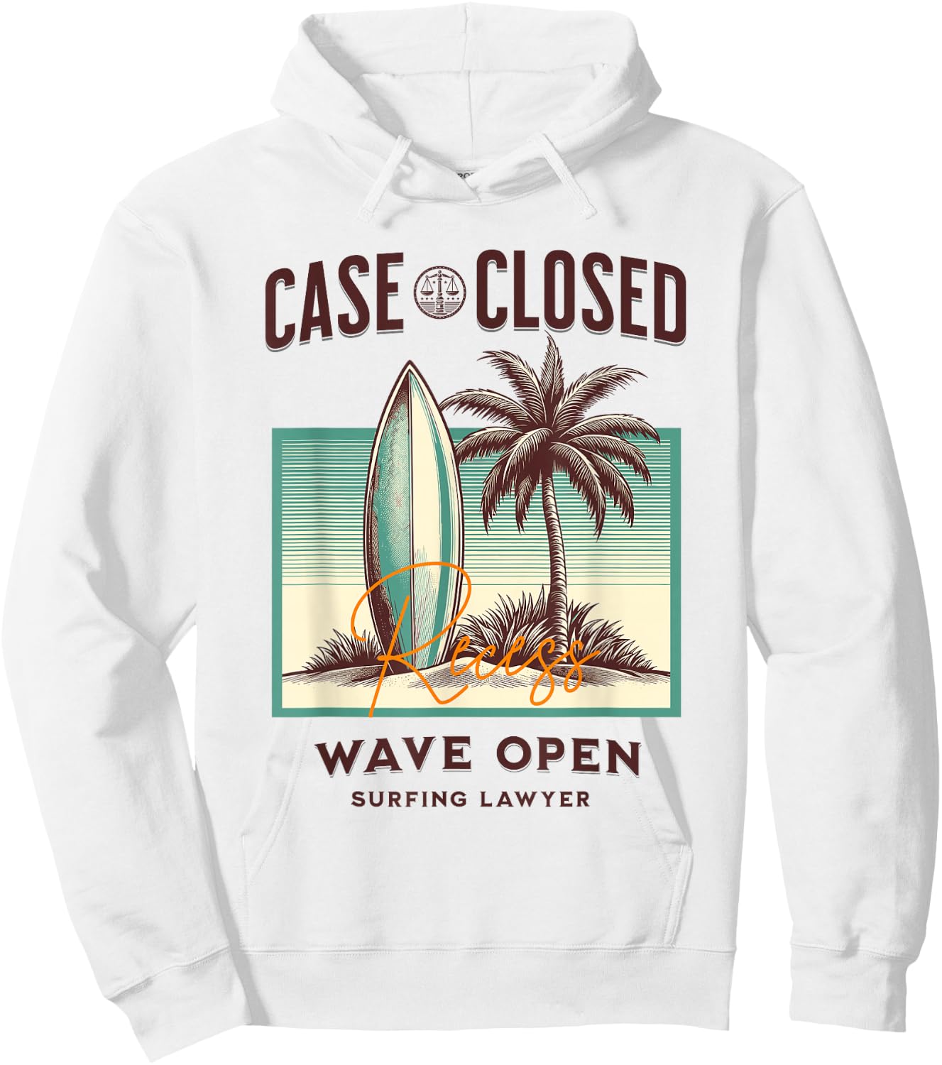 "Case (Scales of Justice) Closed Funny Surfing Lawyer" Hoodie - Hoodie | White