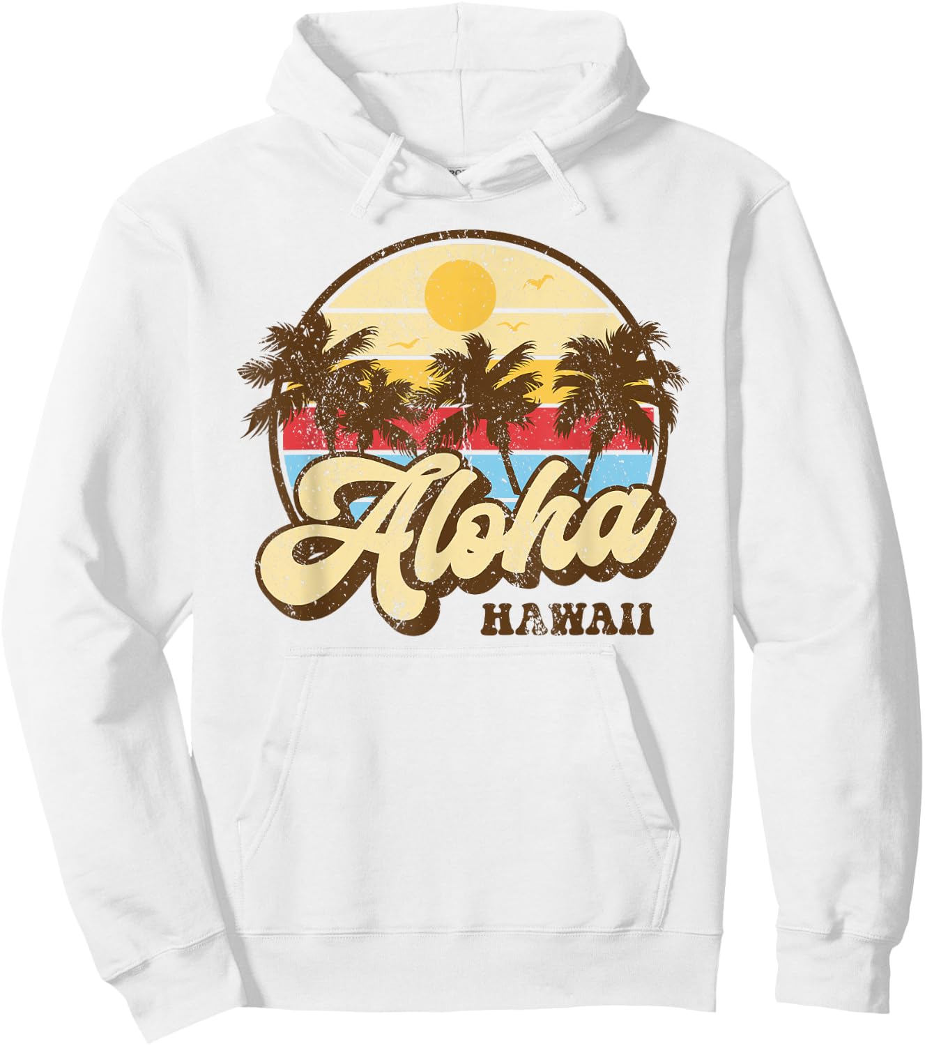 Aloha Hawaii Hawaiian Island Palm Surfboard Beach Surf retro Hoodie - Hoodie | White