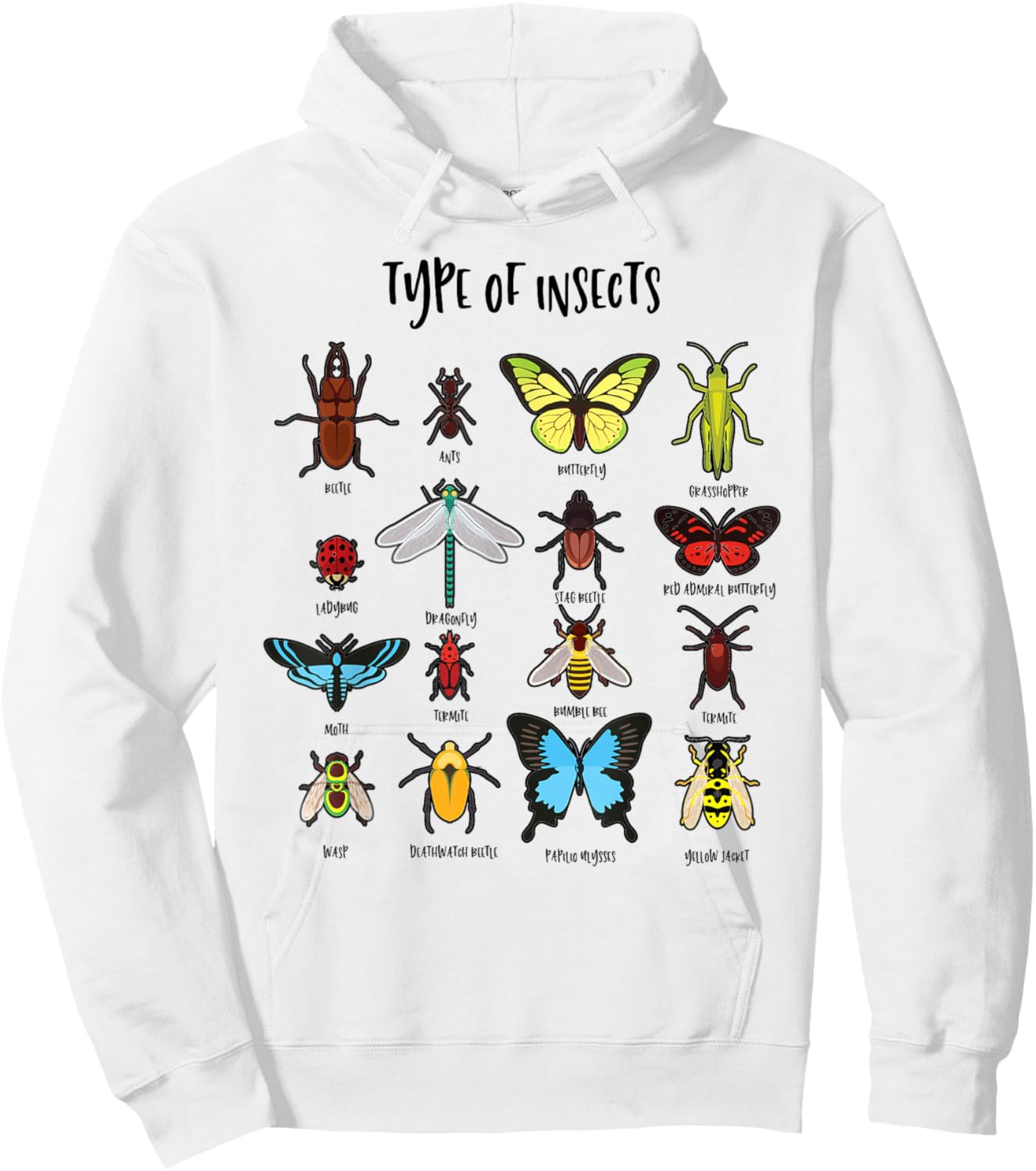 Types of Insects Study of Biology Science Bug Identification Hoodie - Hoodie | White