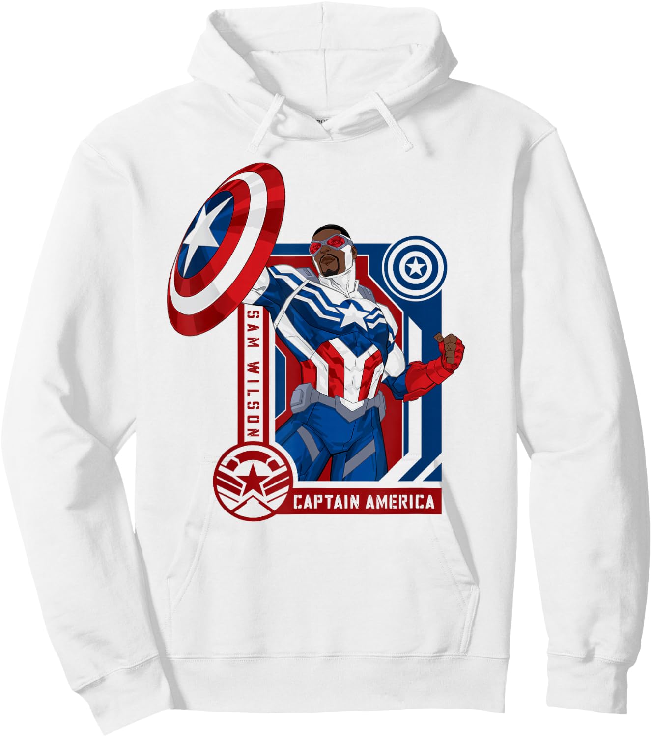 Marvel Avengers Sam Wilson Captain America Hero Hoodie - Hoodie | White