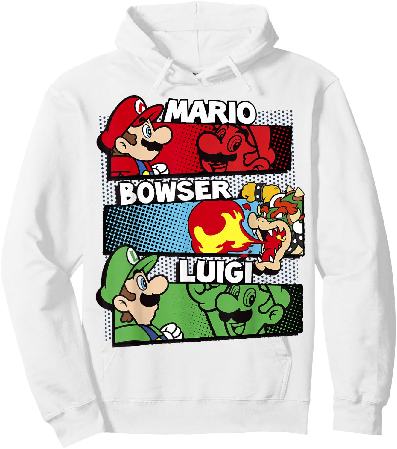 Super Mario Luigi Bowser Panels Group Shot Graphic Hoodie - Hoodie | White