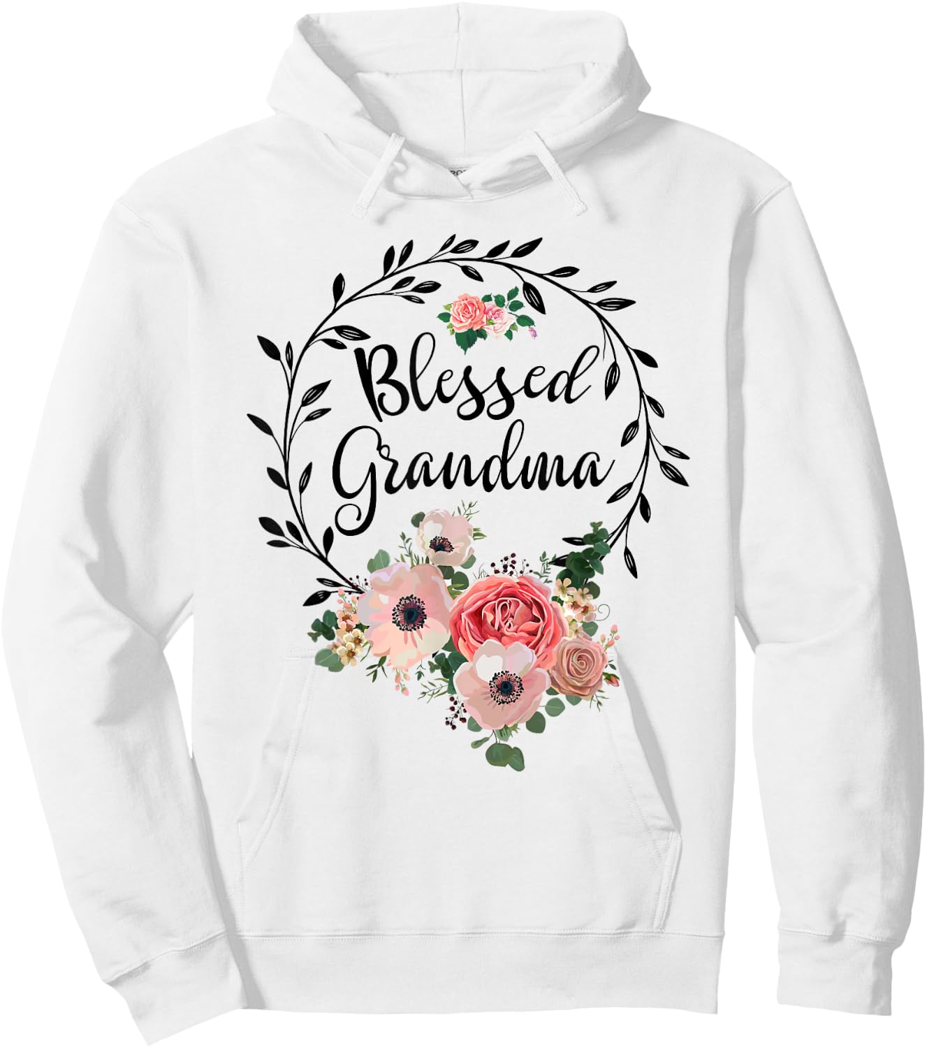 Blessed Grandma Shirt Flower Decor Grandma Hoodie - Hoodie | White