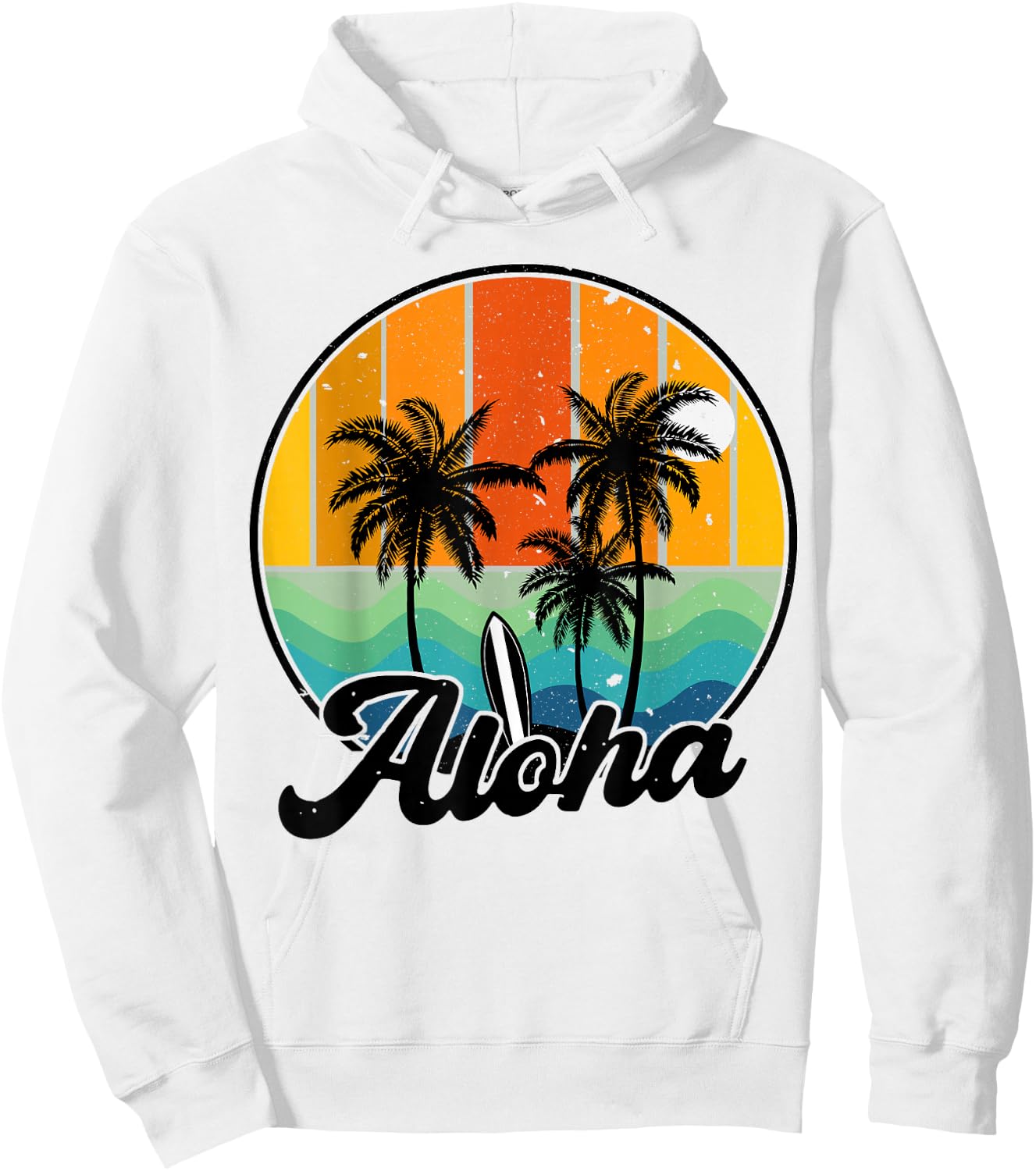 Aloha Hawaiian Palm Tree Beach Surf Kids Men Women Hoodie - Hoodie | White