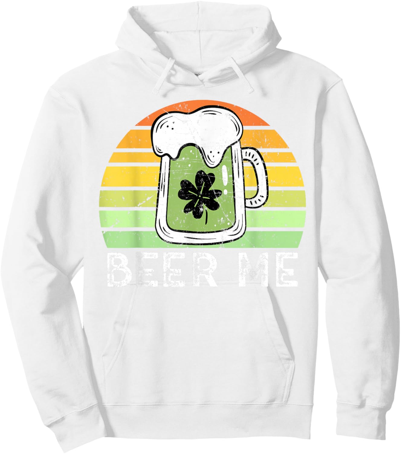 Beer Me Vintage Green Beer Saint Patricks Retro Drinking Hoodie - Hoodie | White