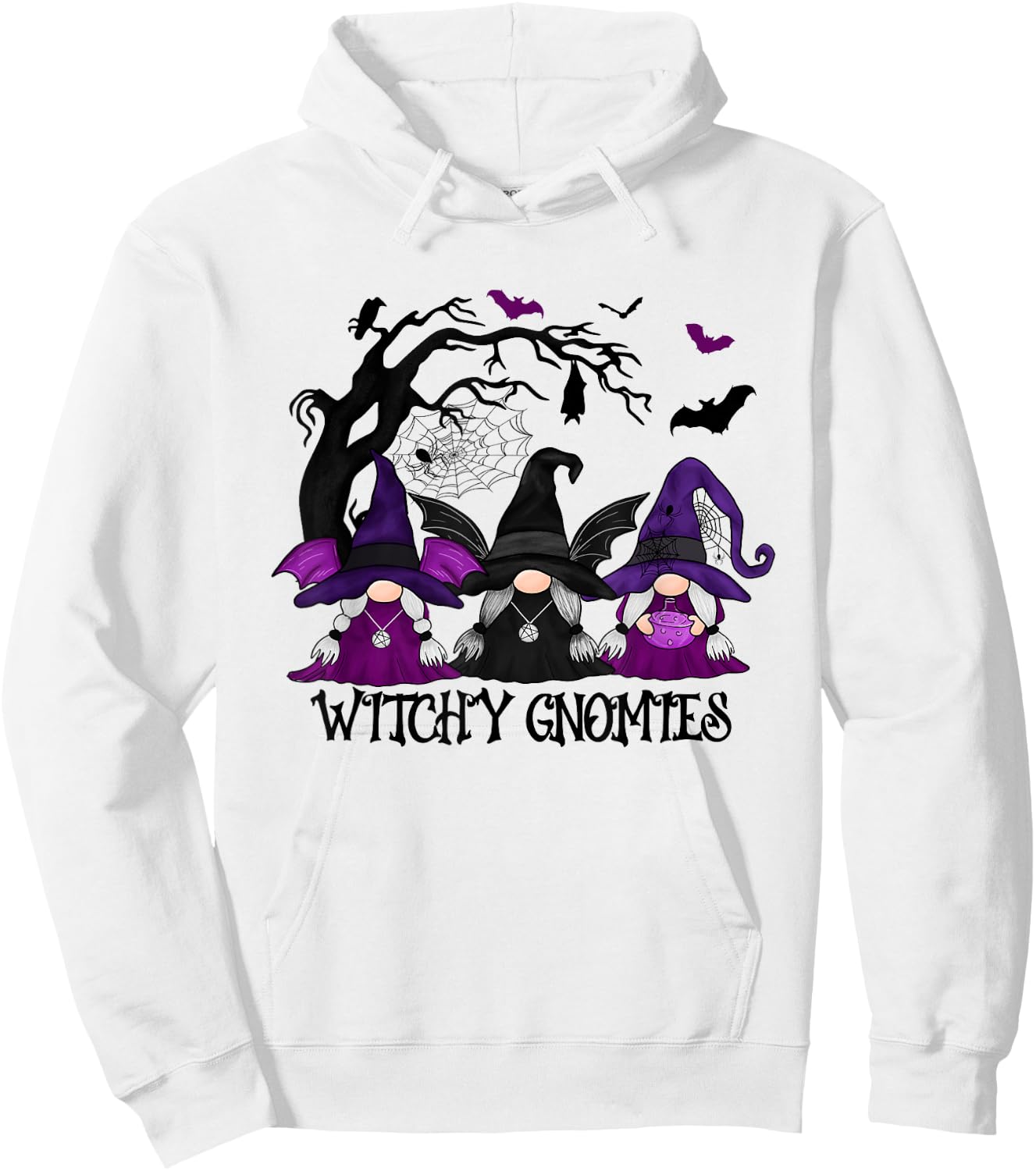 Witchy Gnomies Funny Gnome Halloween Matching Costume Hoodie - Hoodie | White