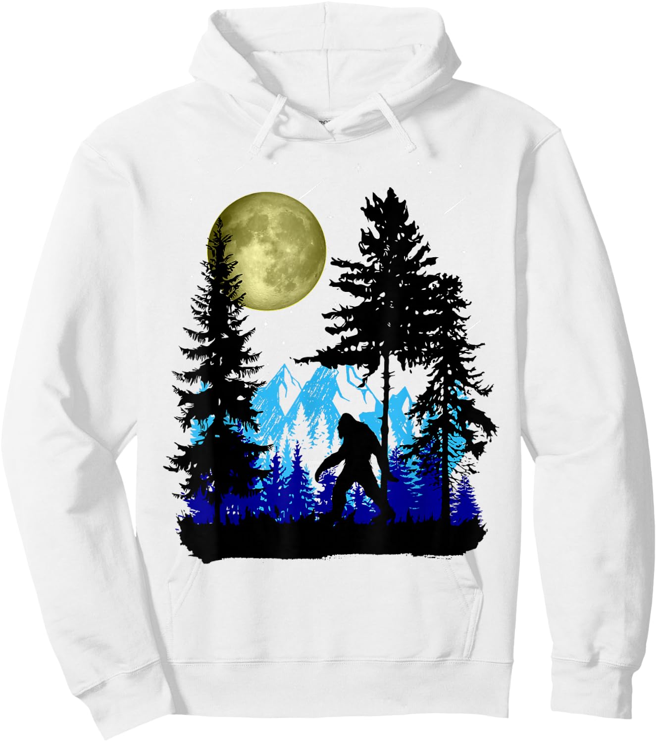 Bigfoot Hiding Under Full Moon for Sasquatch Lover Hoodie - Hoodie | White