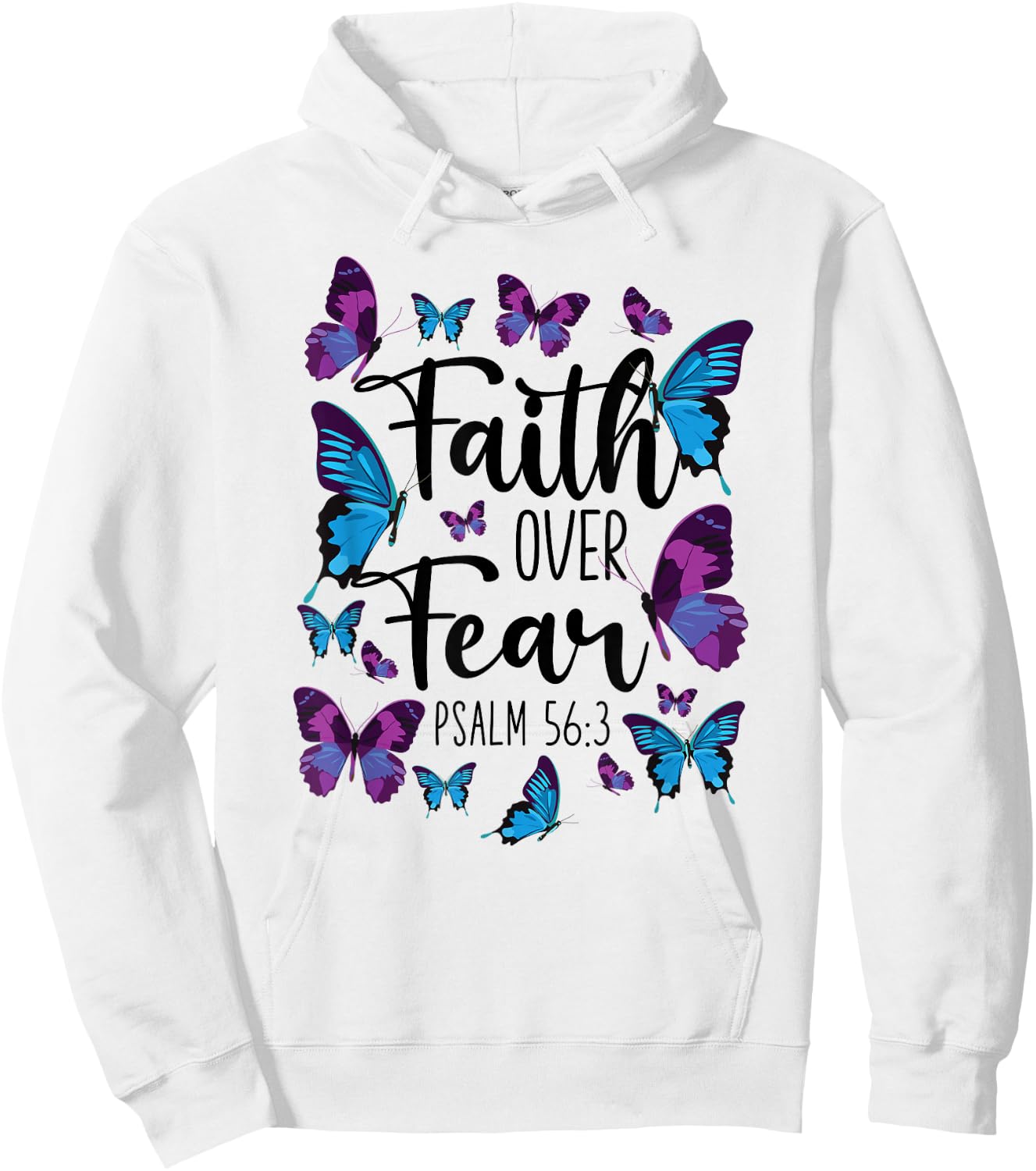 Christian Bible Verse Quote Butterfly Psalm 56:3 Hoodie - Hoodie | White
