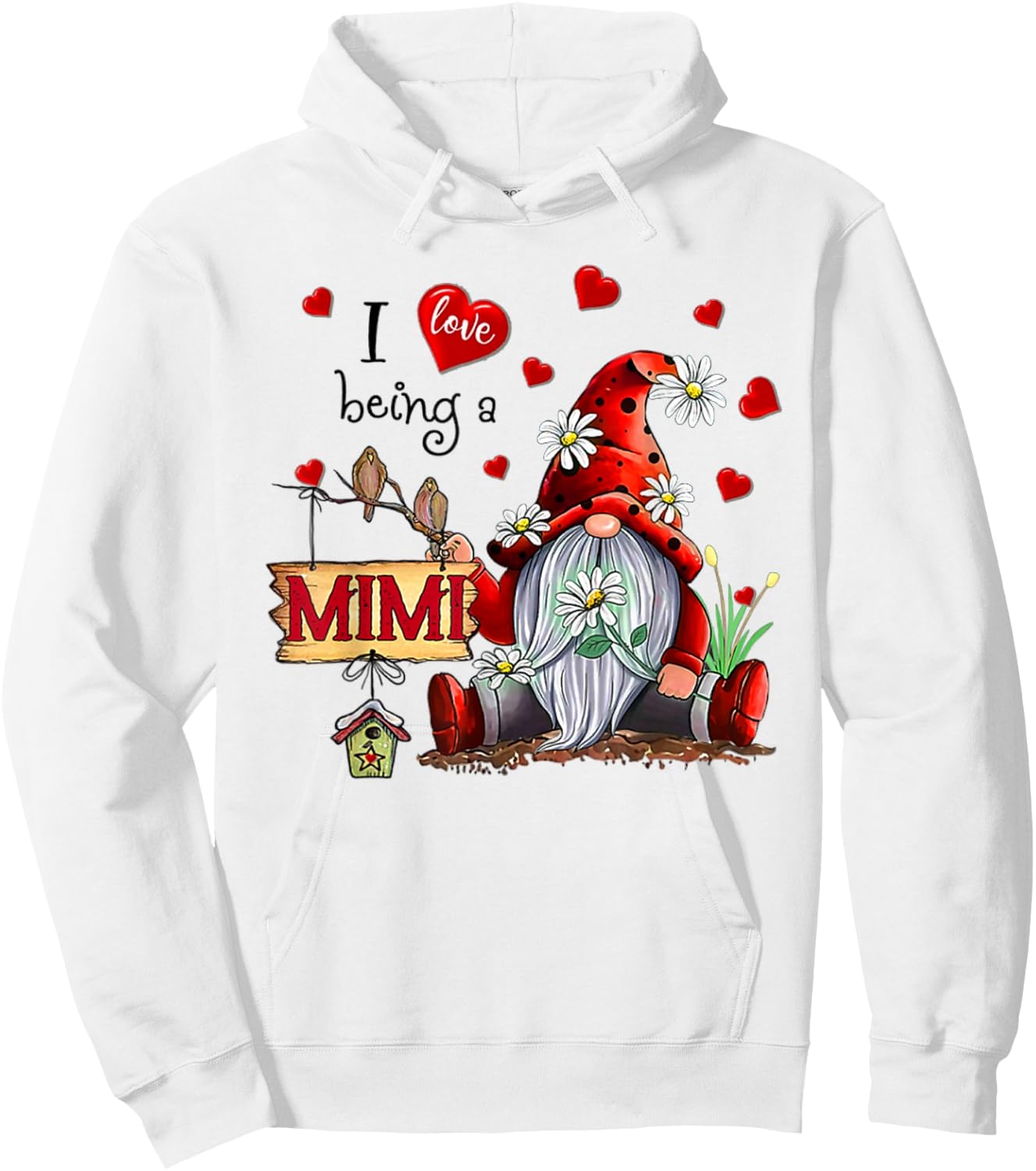 I LOVE BEING A MIMI - Gnome Daisy Heart Hoodie - Hoodie | White
