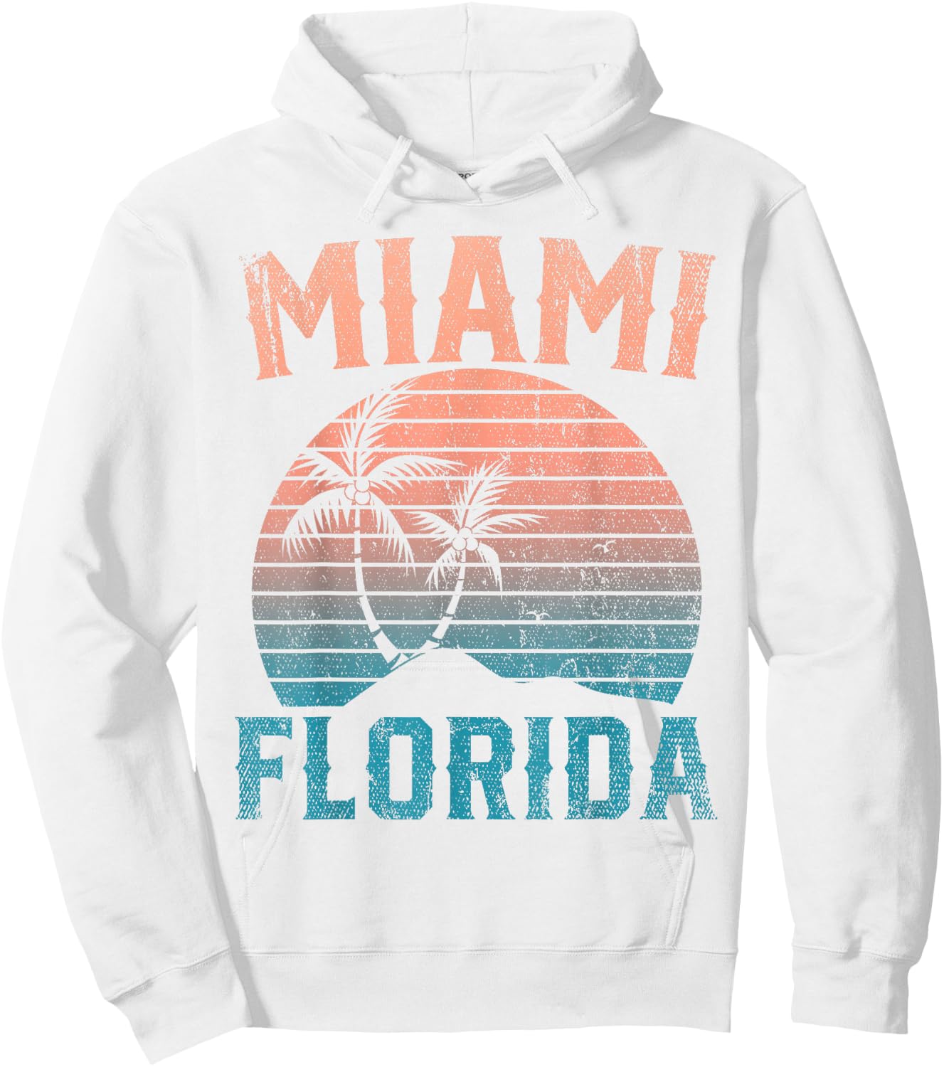 Miami Beach Tropical Summer Vacation Retro Miami Florida Men Women Kids Hoodie - Hoodie | White