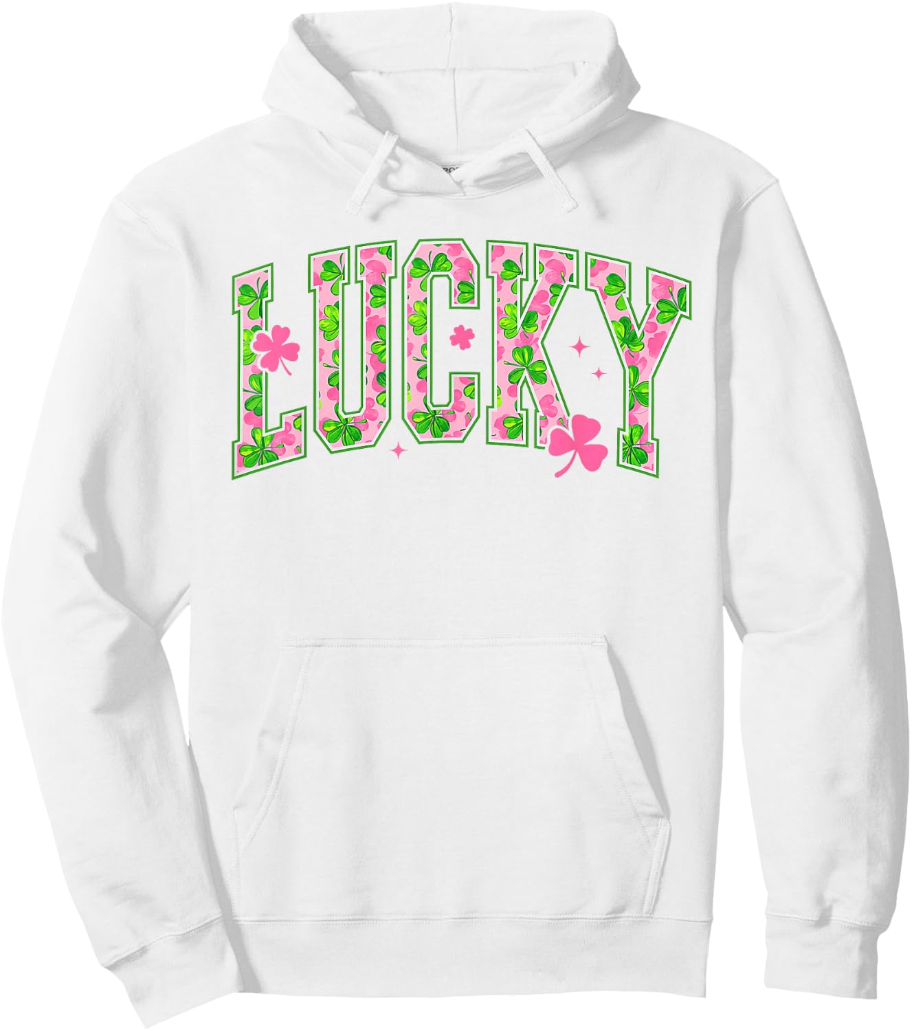 Lucky St Patricks Day Coquette Lucky Shamrock Irish Hoodie - Hoodie | White