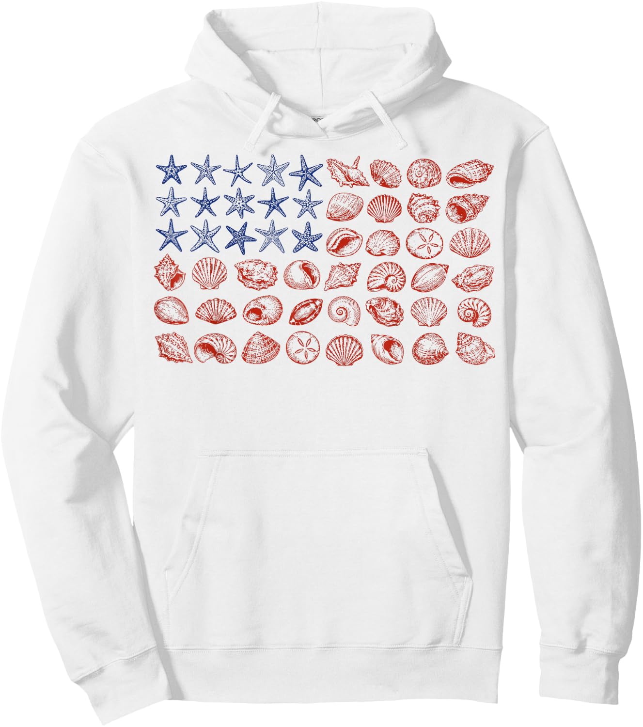 Seashell USA Flag 4th of July Women Kids Summer Hoodie - Hoodie | White