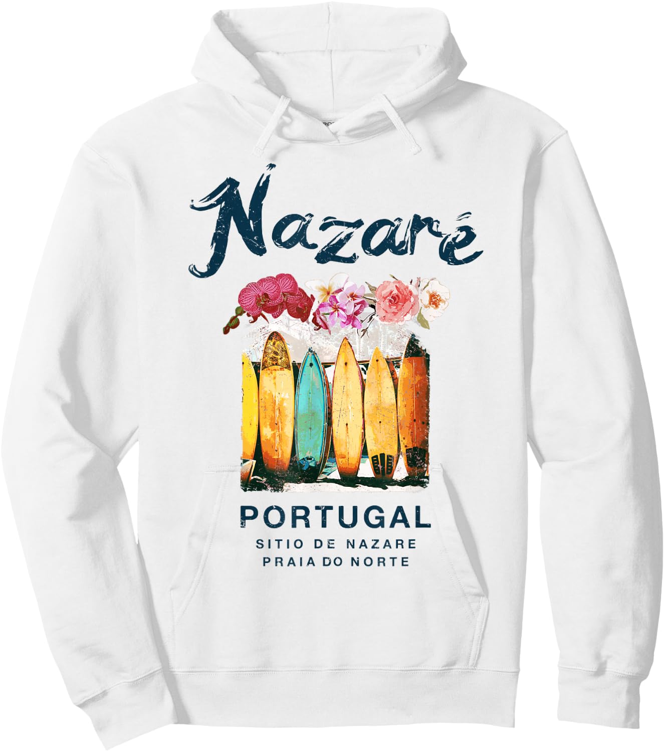 Nazare Portugal Surfing Vintage Hoodie - Hoodie | White