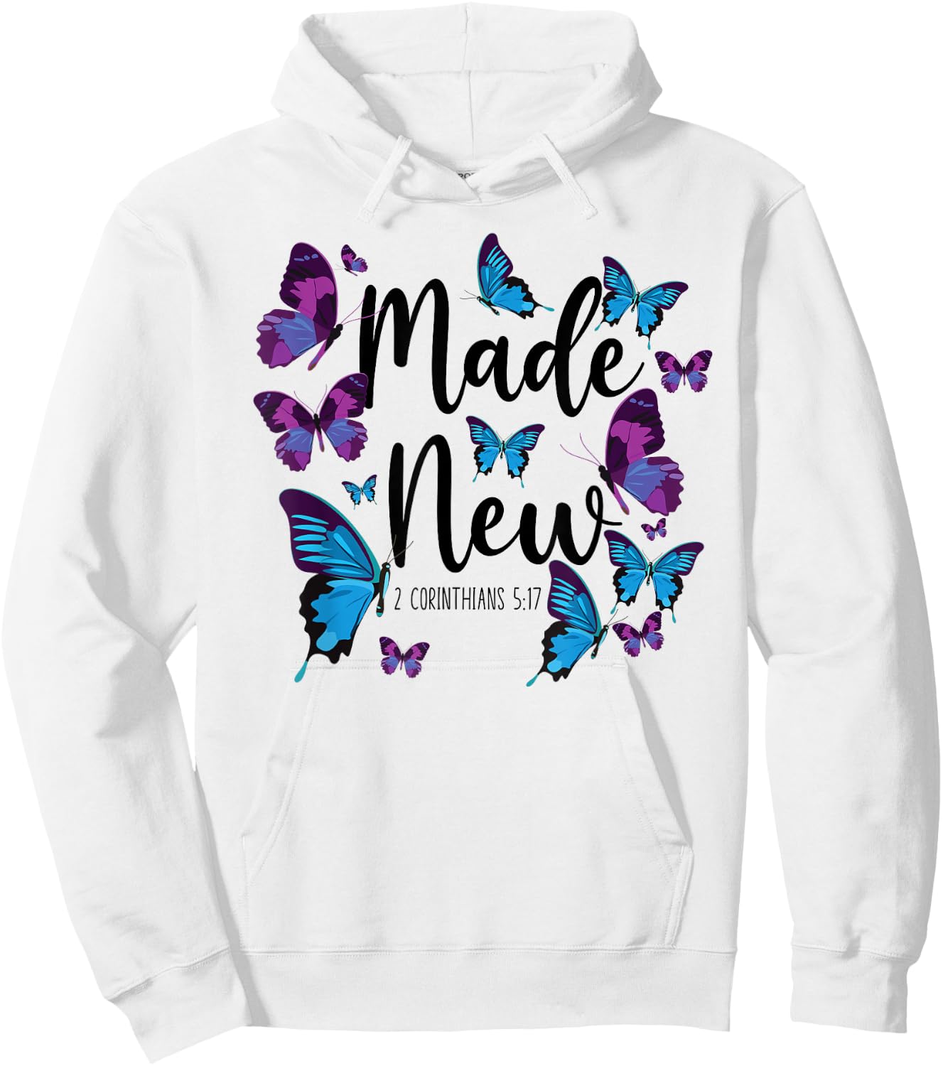 Christian Bible Verse Quote Butterfly 2 Corinthians 5:17 Hoodie - Hoodie | White