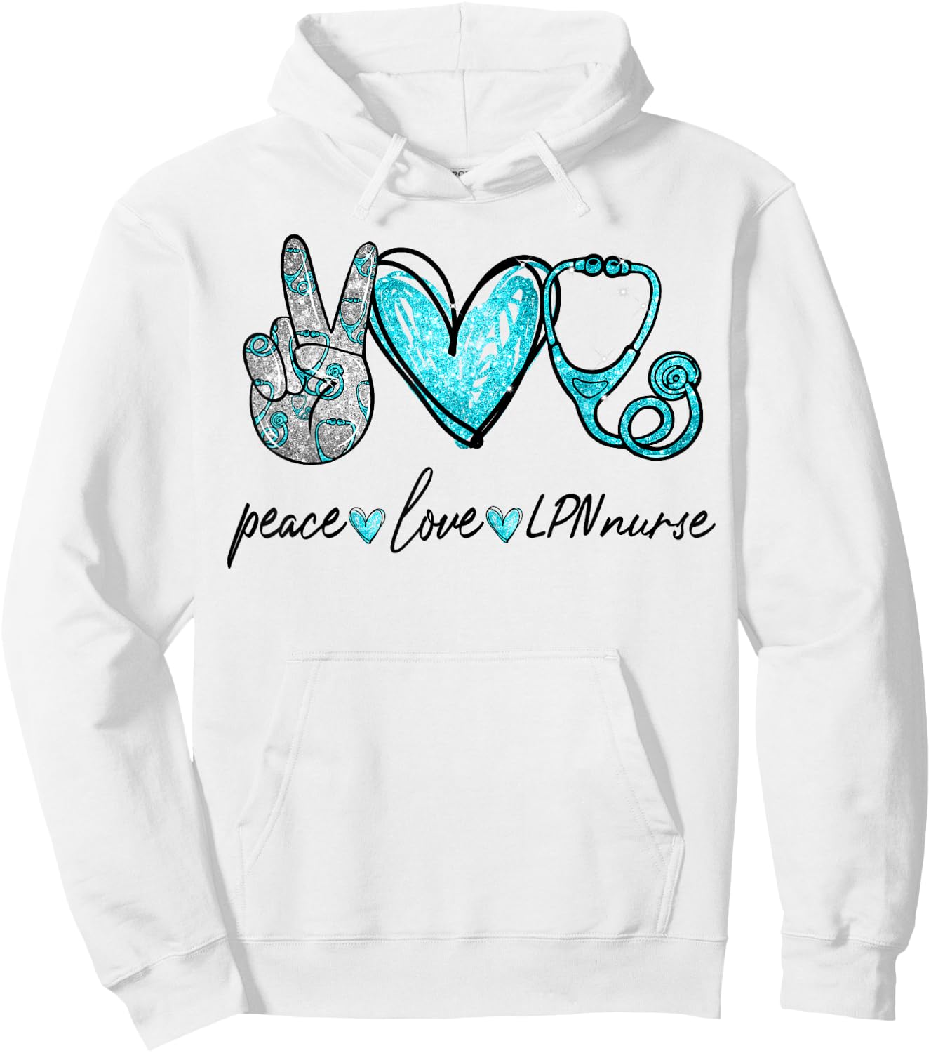 Peace Love LPN Nurse Hand Sign Peace Lovers Hoodie - Hoodie | White