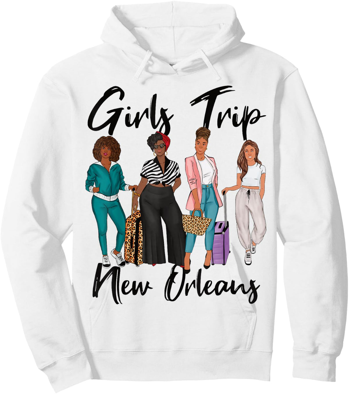 Girls Trip New Orleans For Melanin Afro Black Women Hoodie - Hoodie | White