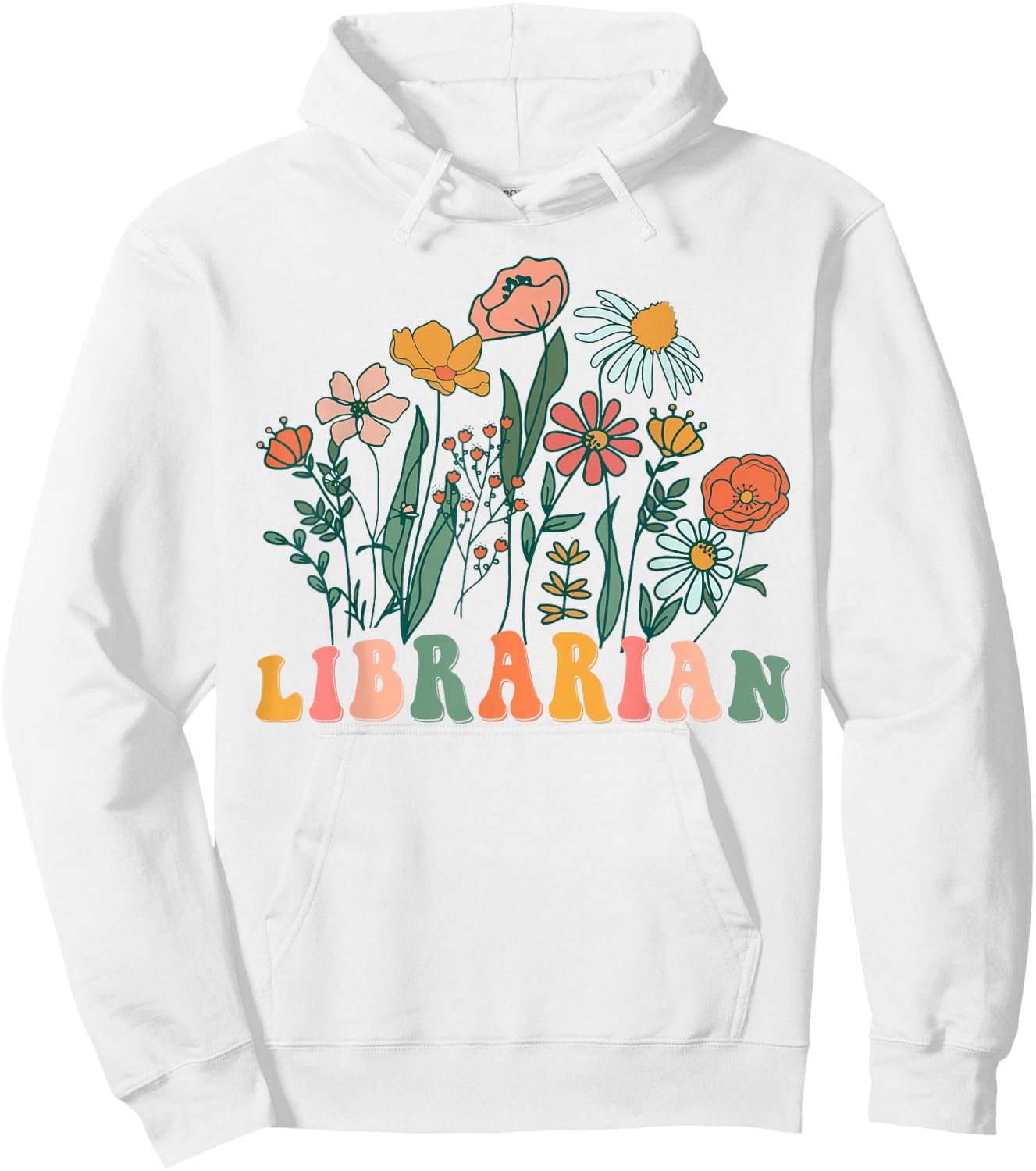 Groovy Wildflower Librarian Hoodie - Hoodie | White