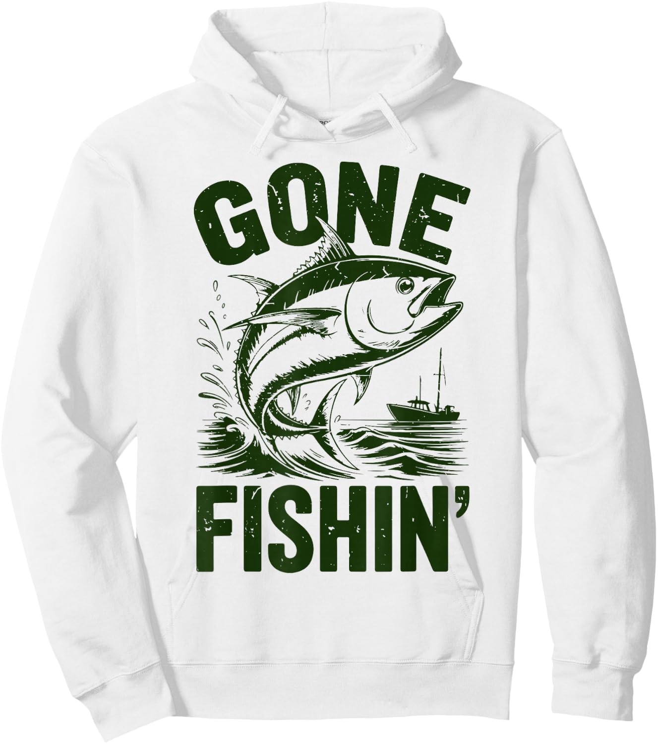 Toddler Gone Fishing Youth Boy Tuna Fish Deep Sea Funny Hoodie - Hoodie | White