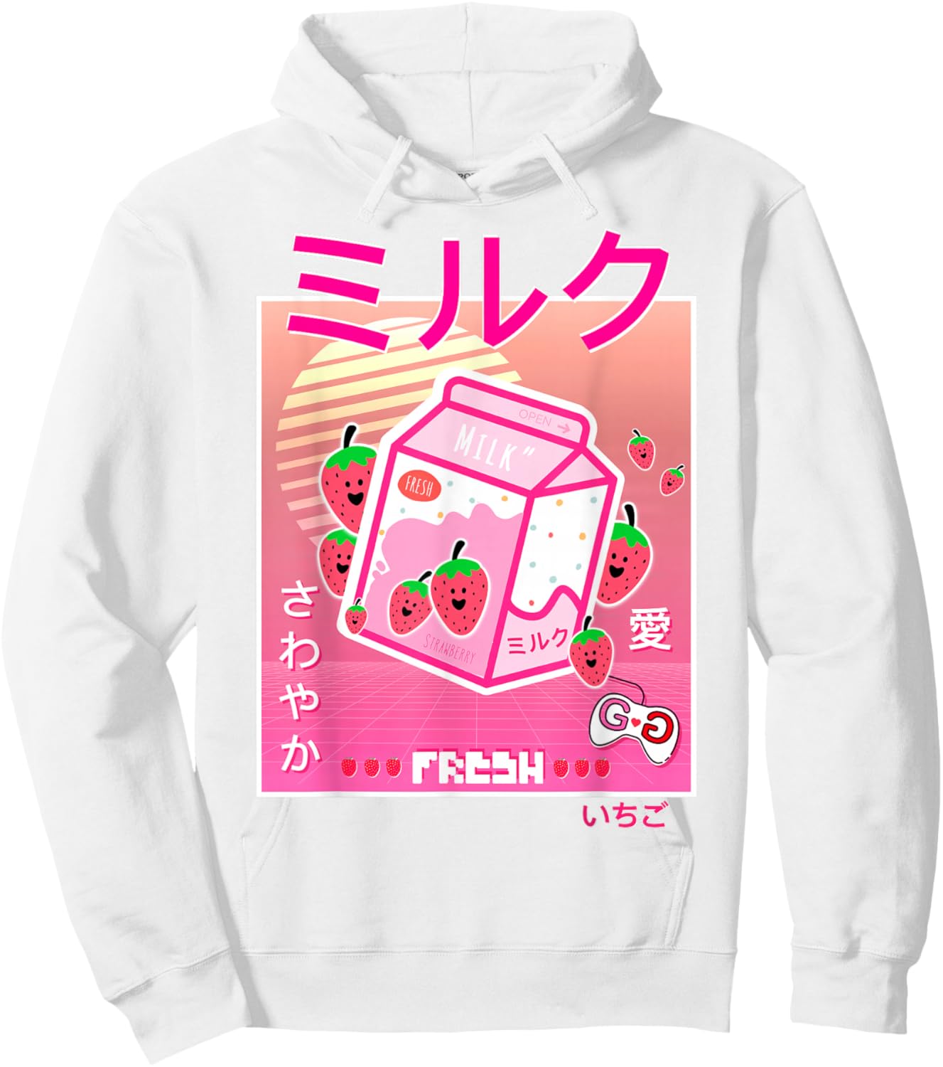 Strawberry Milk Carton Kawaii Pink Aesthetic Otaku Japanese Hoodie - Hoodie | White